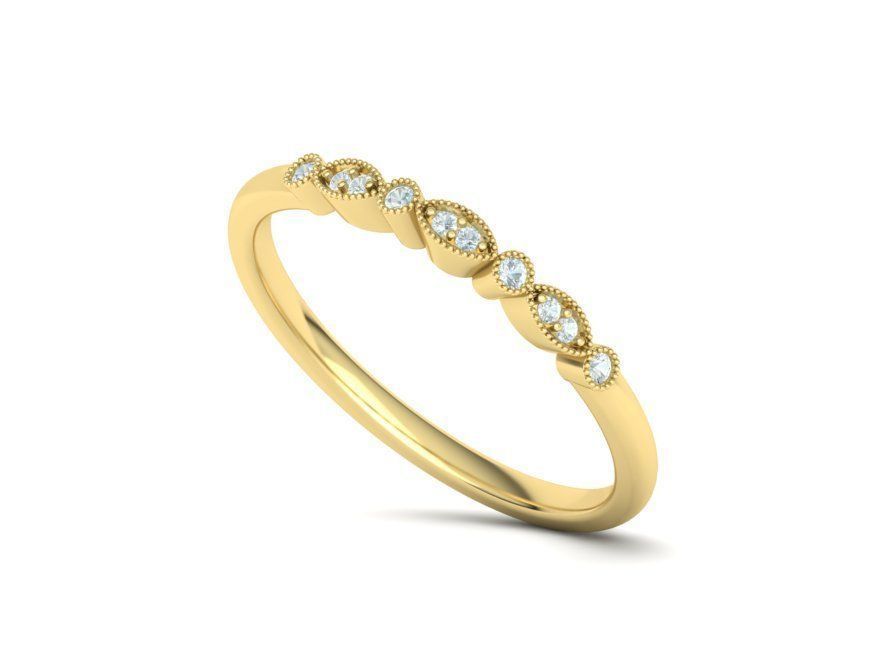 Milgrain Band ring stackable ring  3D print model_5