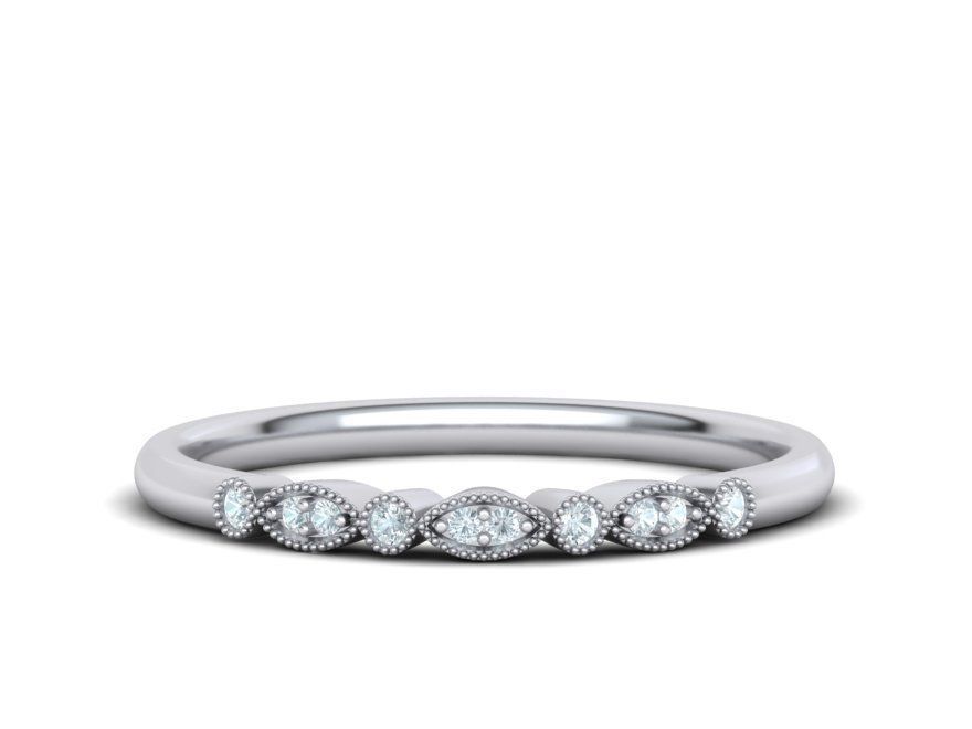 Milgrain Band ring stackable ring  3D print model_1