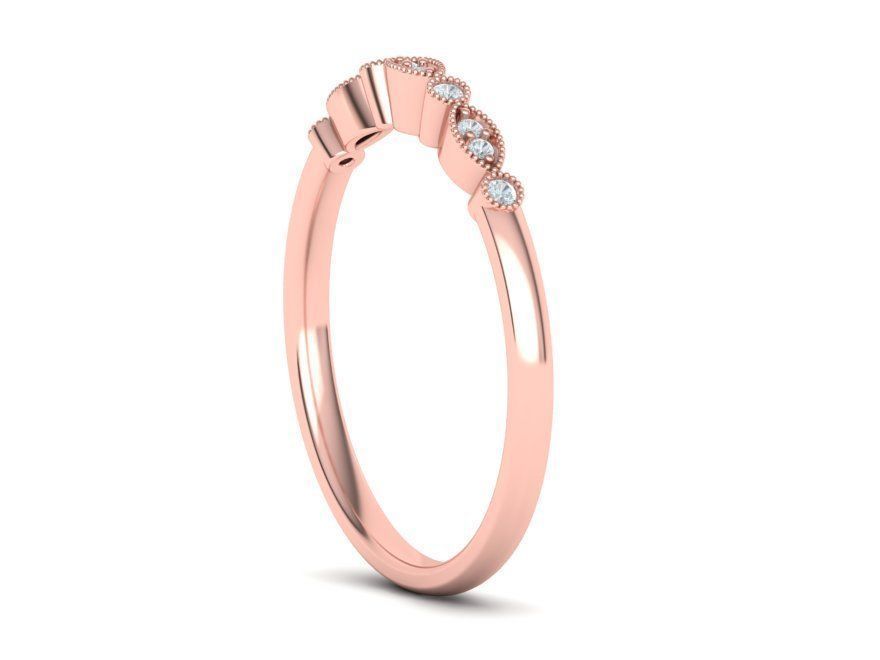 Milgrain Band ring stackable ring  3D print model_17