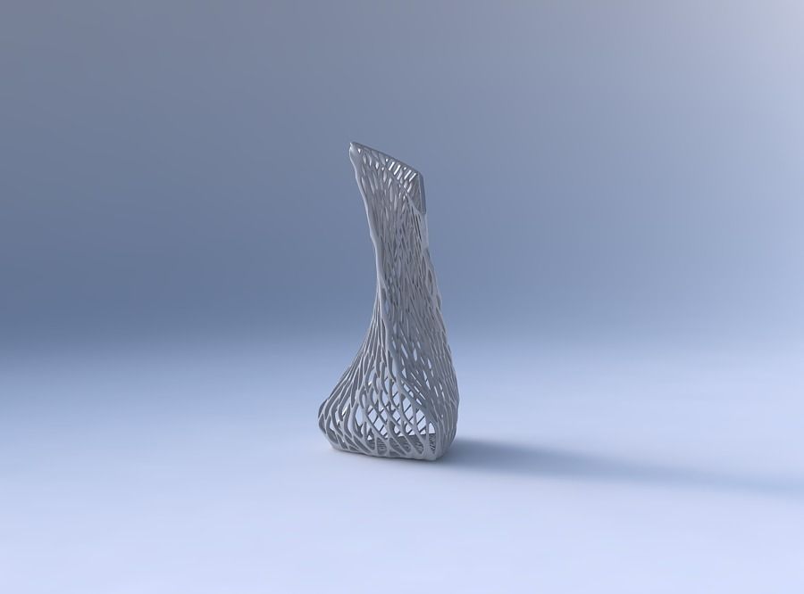 Vase twist puffy tappered triangle with lattice tiles  3D print model_4