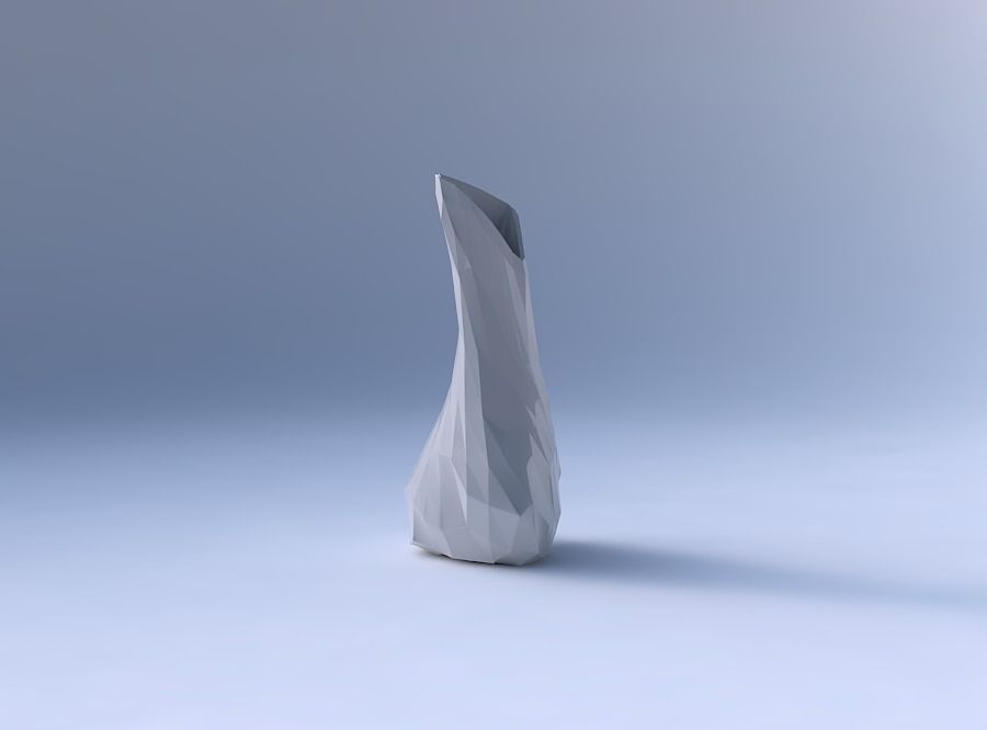 Vase twist puffy tappered triangle with low-polygon 3D print model_4