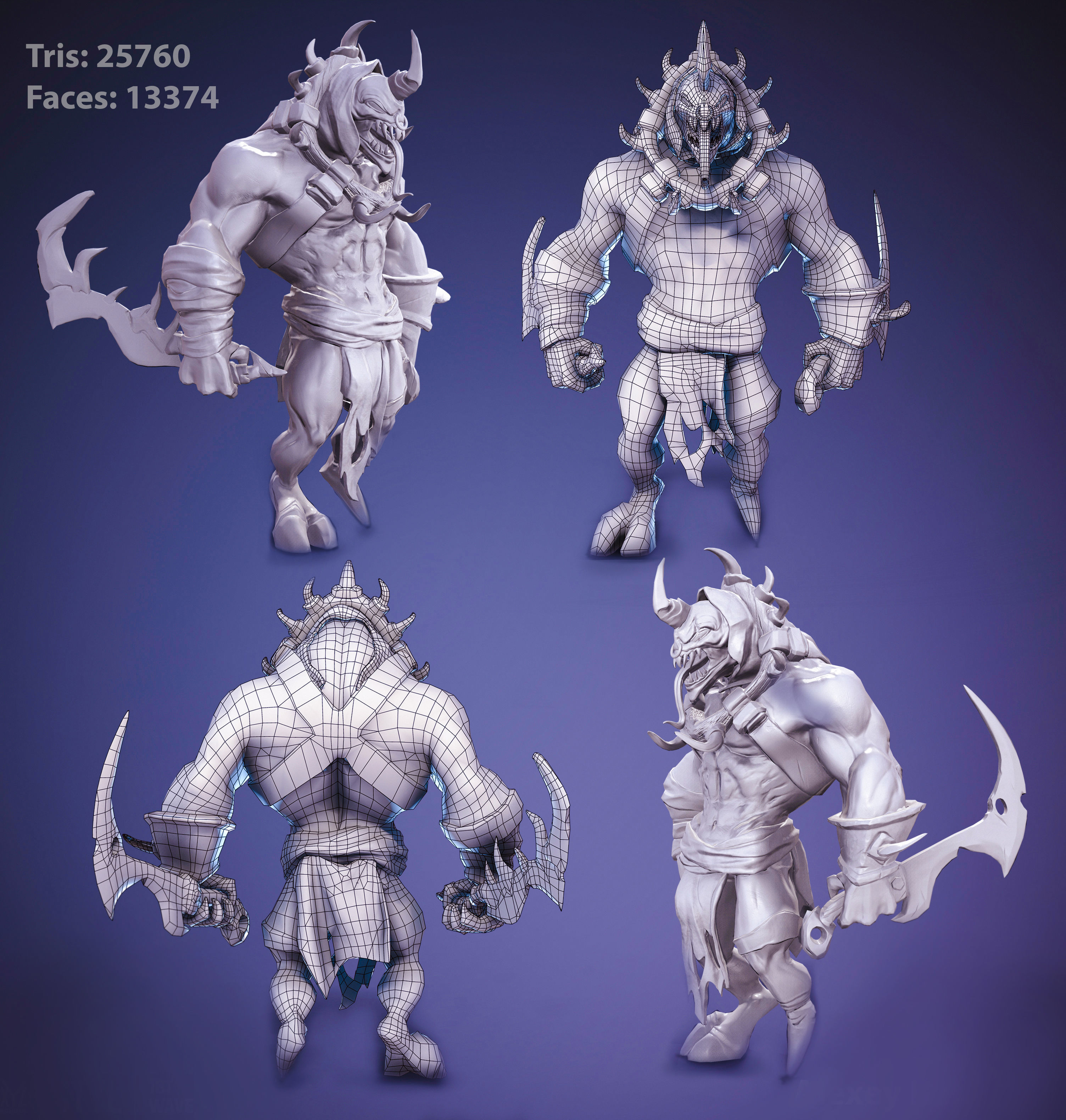 Sarbor - stylized lowpoly game ready character Low-poly 3D model_2