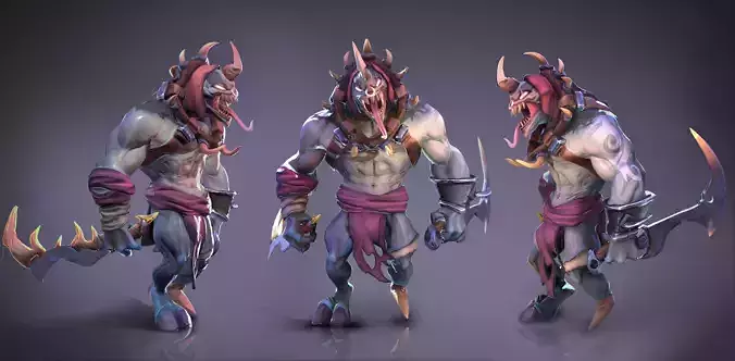 Sarbor - stylized lowpoly game ready character Low-poly 3D model