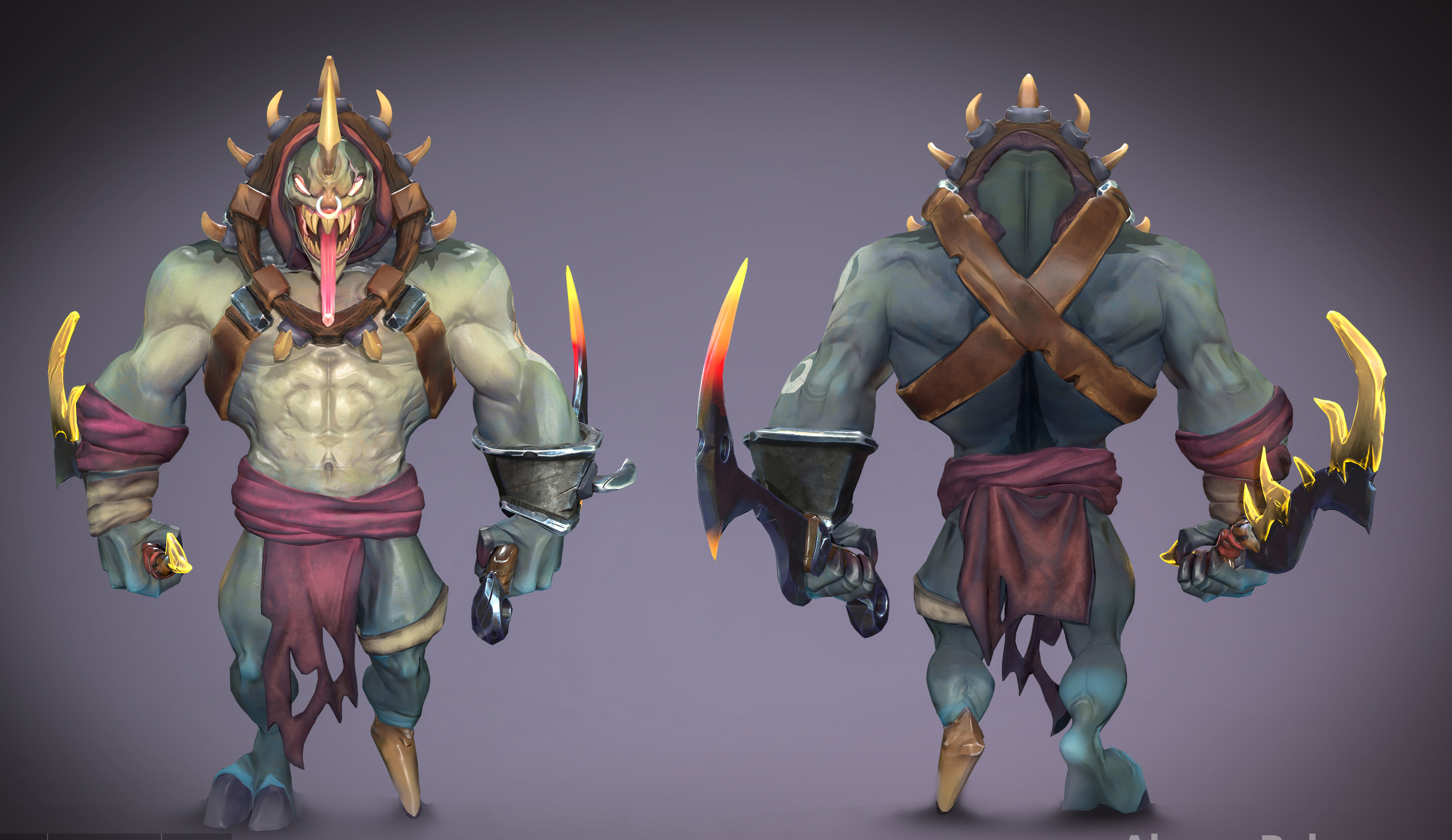 Sarbor - stylized lowpoly game ready character Low-poly 3D model_5