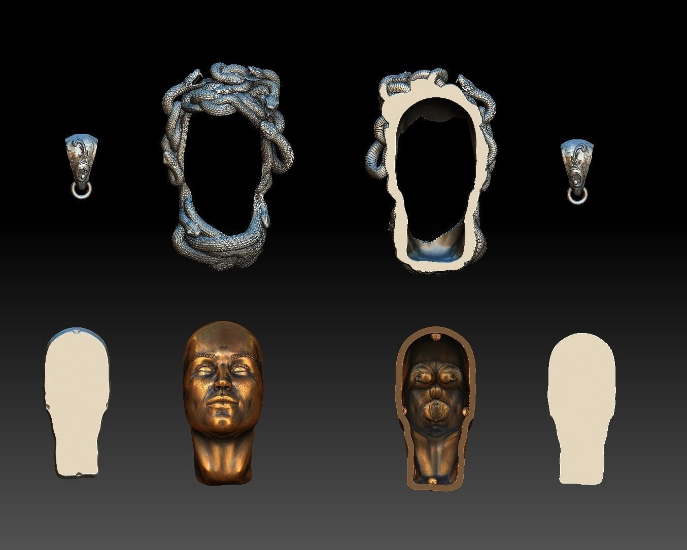 medusa pendant 3D print model 3D print model_17