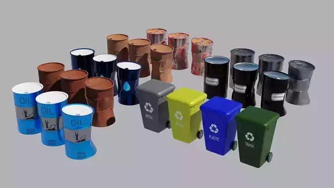 Barrel and Garbage 3D models