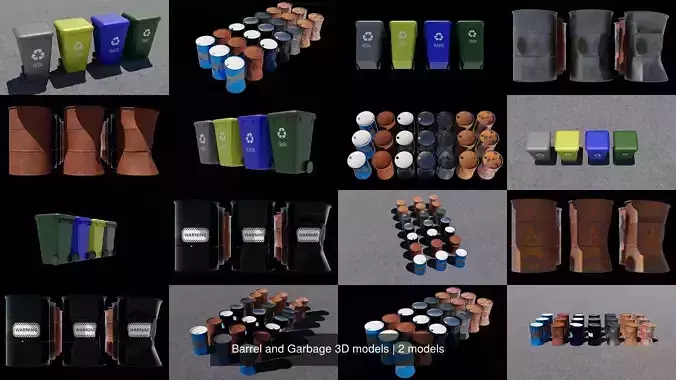 Barrel and Garbage 3D models