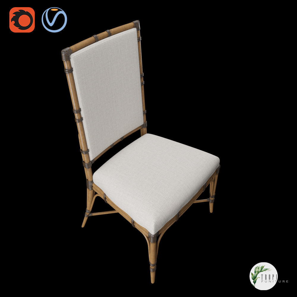 Tropical - SUMMER ISLE UPHOLSTERED SIDE CHAIR 3D model_3