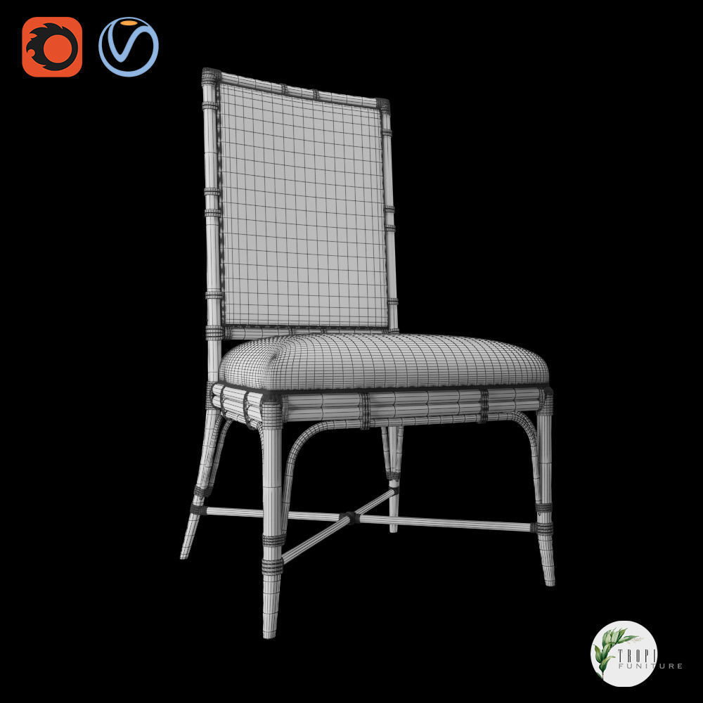 Tropical - SUMMER ISLE UPHOLSTERED SIDE CHAIR 3D model_4