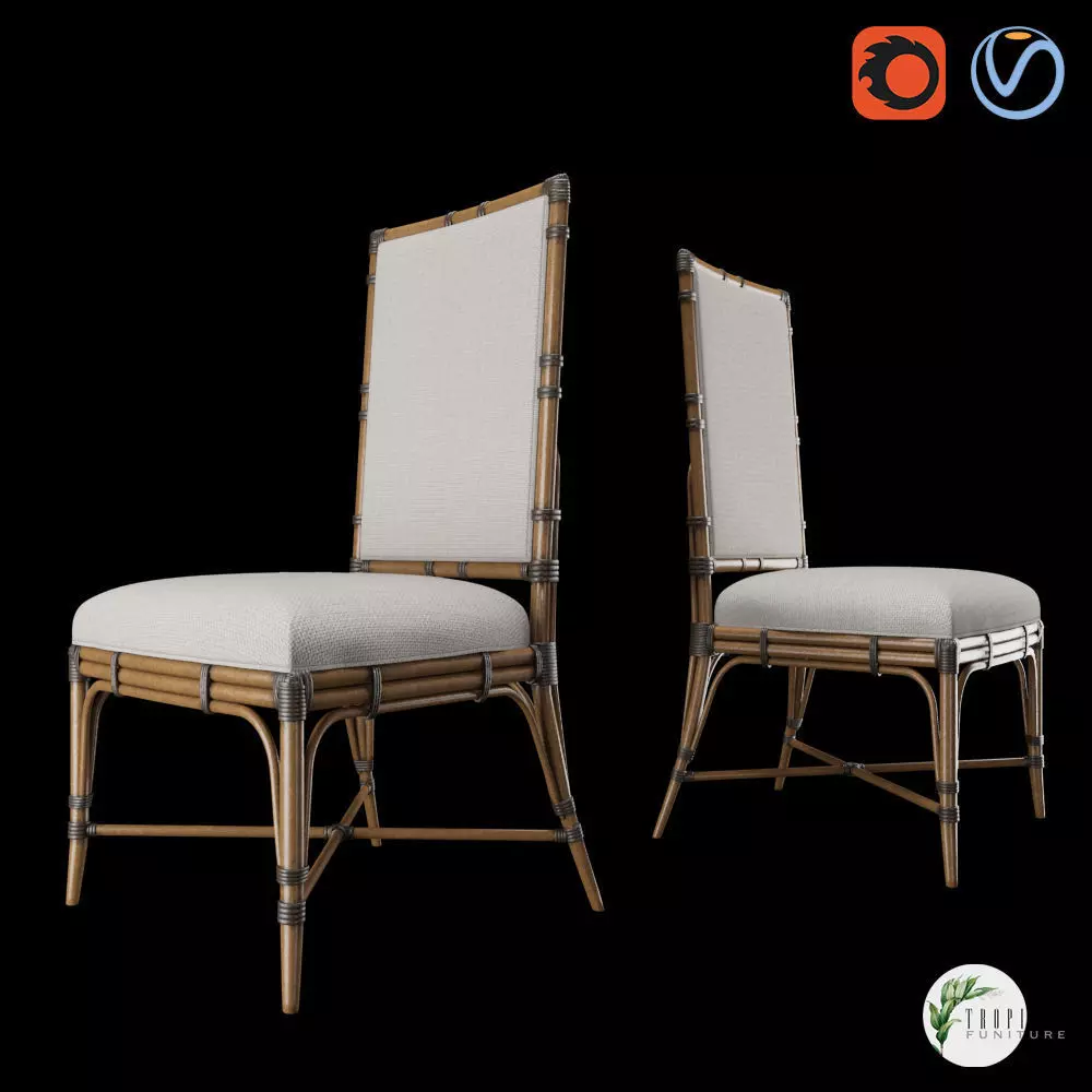 Tropical - SUMMER ISLE UPHOLSTERED SIDE CHAIR 3D model_0