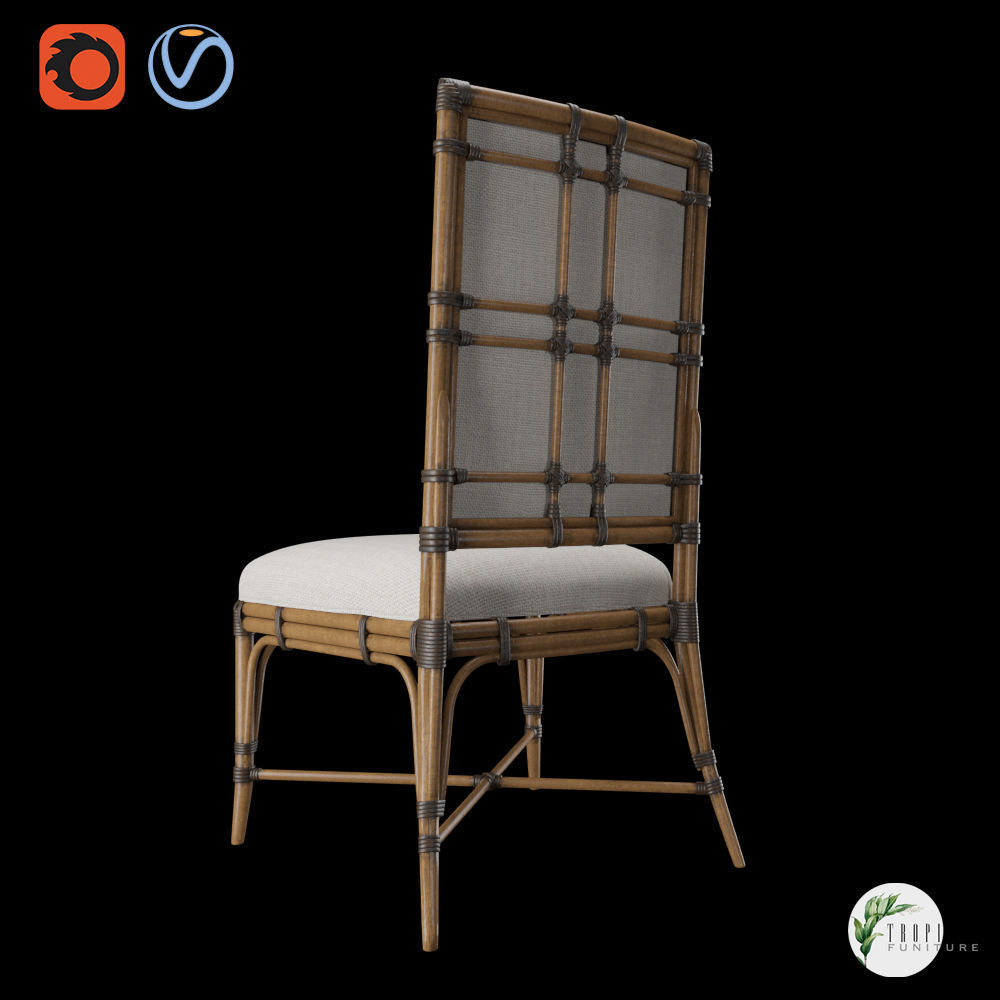 Tropical - SUMMER ISLE UPHOLSTERED SIDE CHAIR 3D model_2