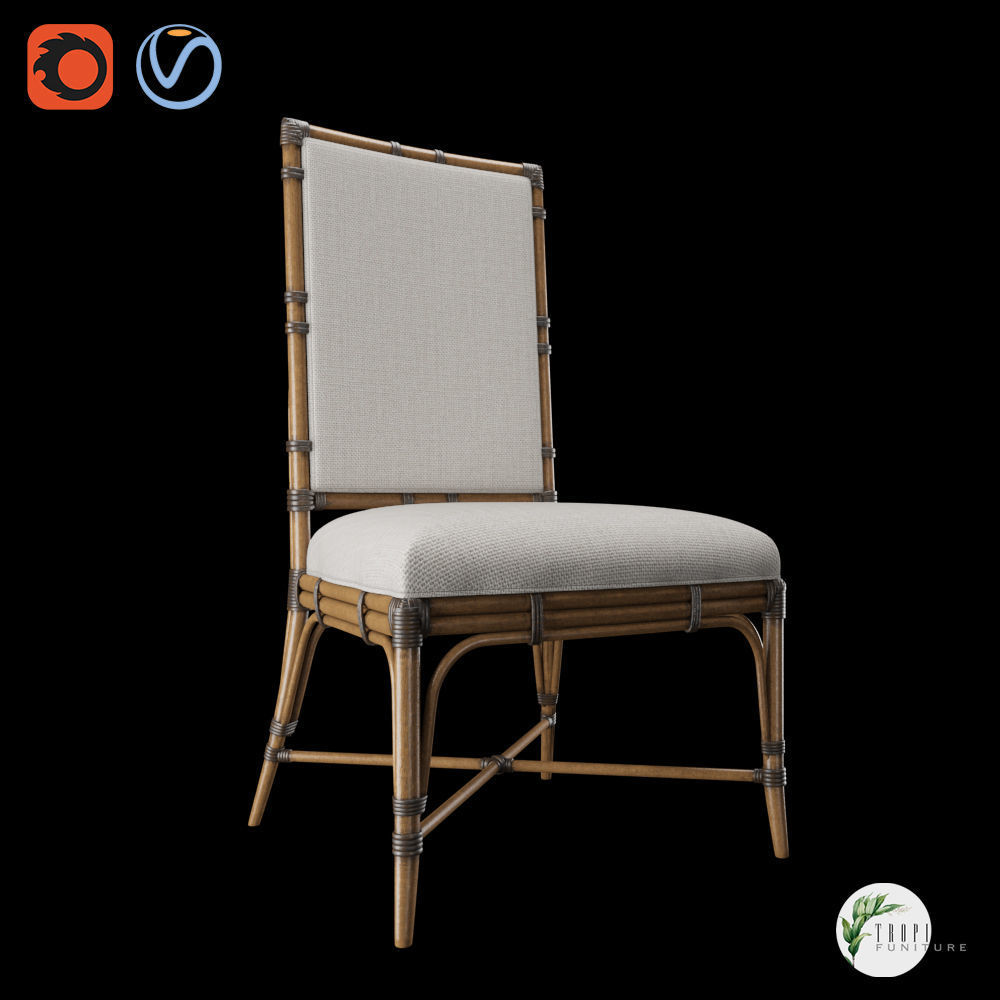 Tropical - SUMMER ISLE UPHOLSTERED SIDE CHAIR 3D model_1