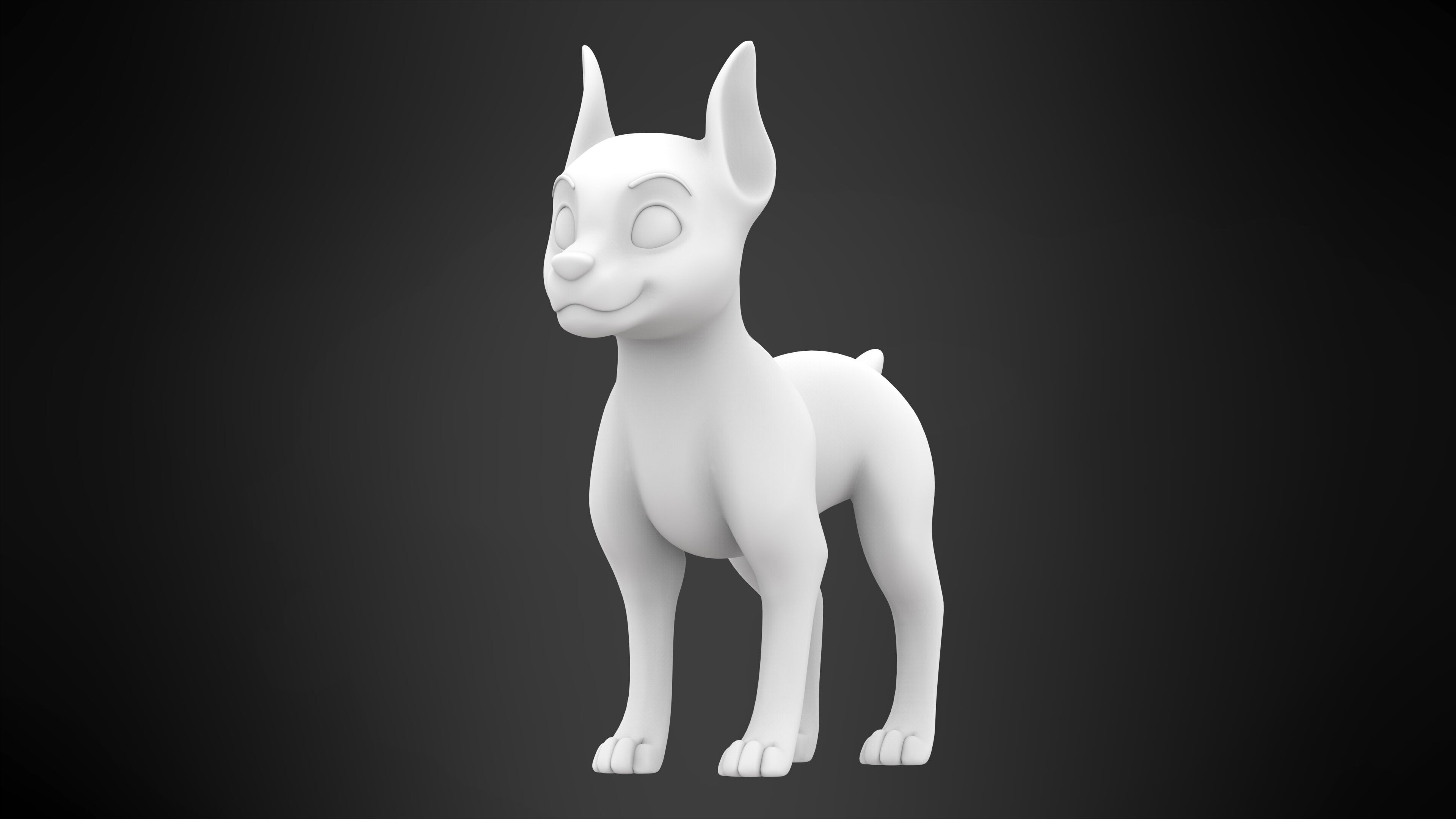 Doberman Low-poly 3D model_5