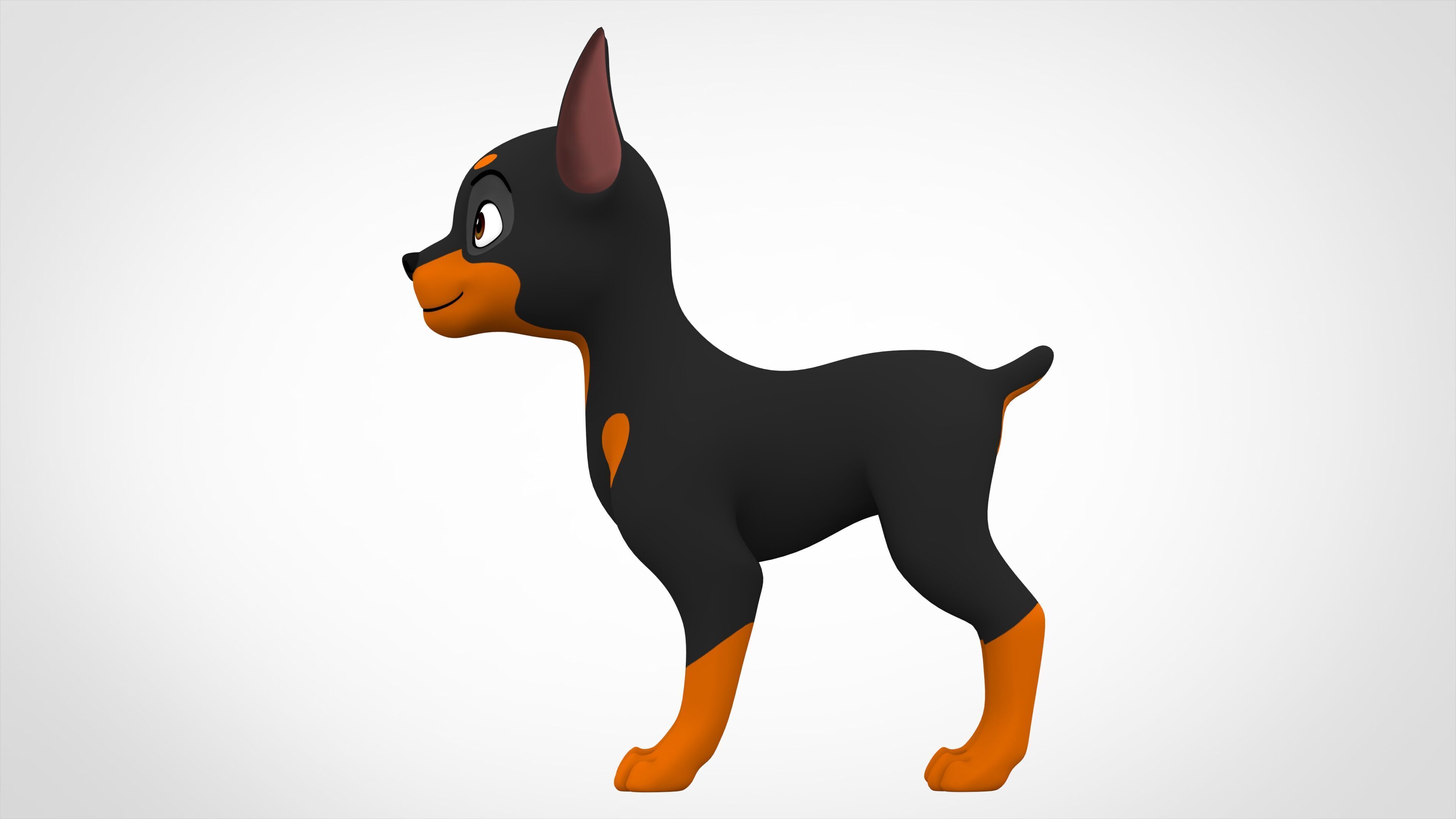 Doberman Low-poly 3D model_2