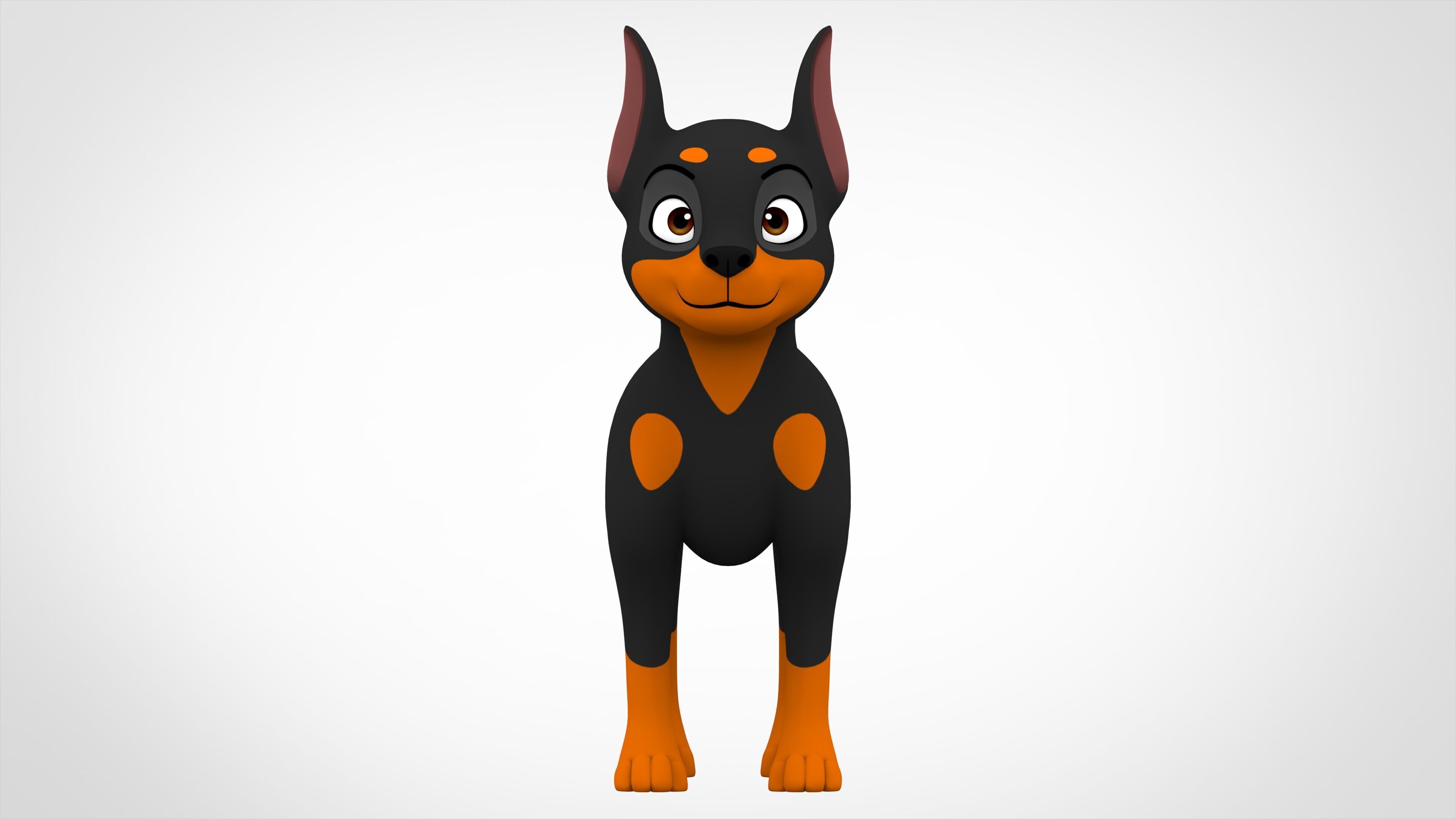 Doberman Low-poly 3D model_1