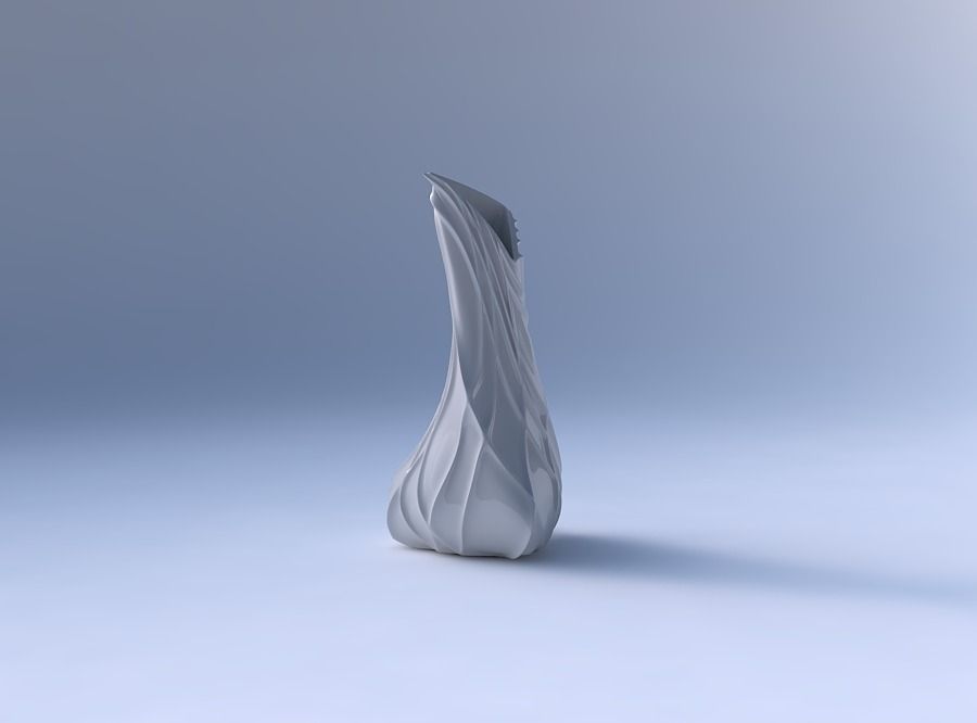 Vase twist puffy tappered triangle with wavy sparse extruded ... 3D print model_4