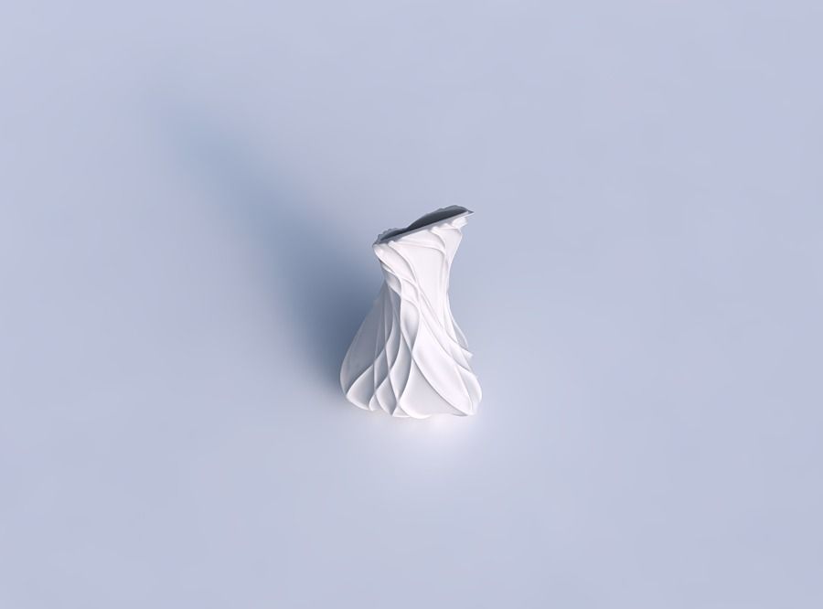 Vase twist puffy tappered triangle with wavy sparse extruded ... 3D print model_1