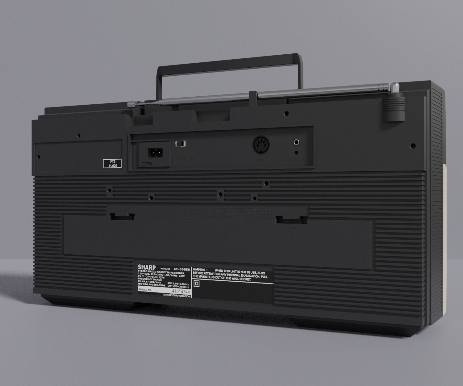 Retro Boom Box Ghetto Blaster 3D model_4