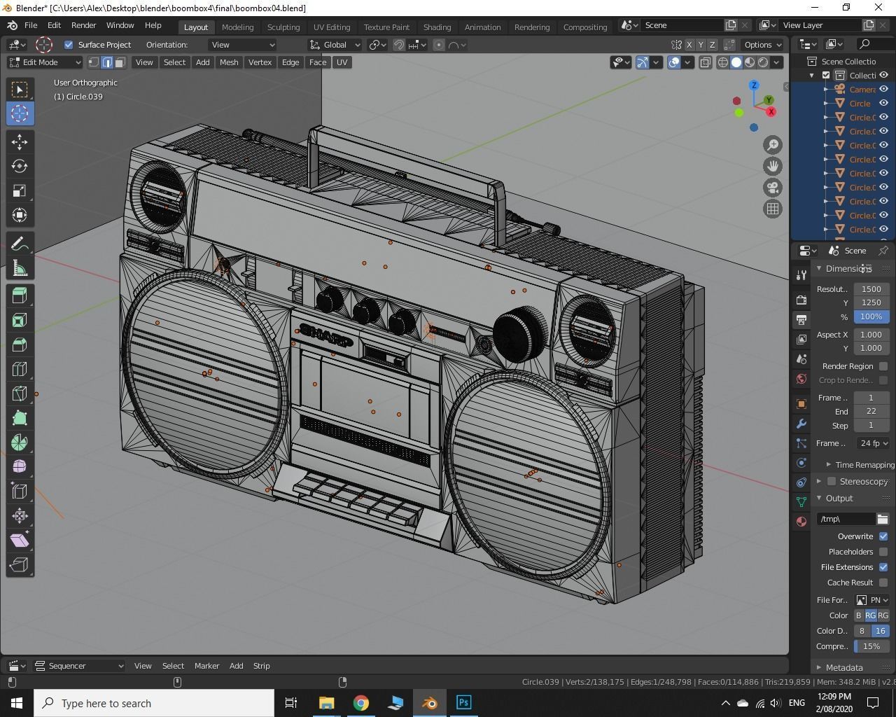 Retro Boom Box Ghetto Blaster 3D model_25