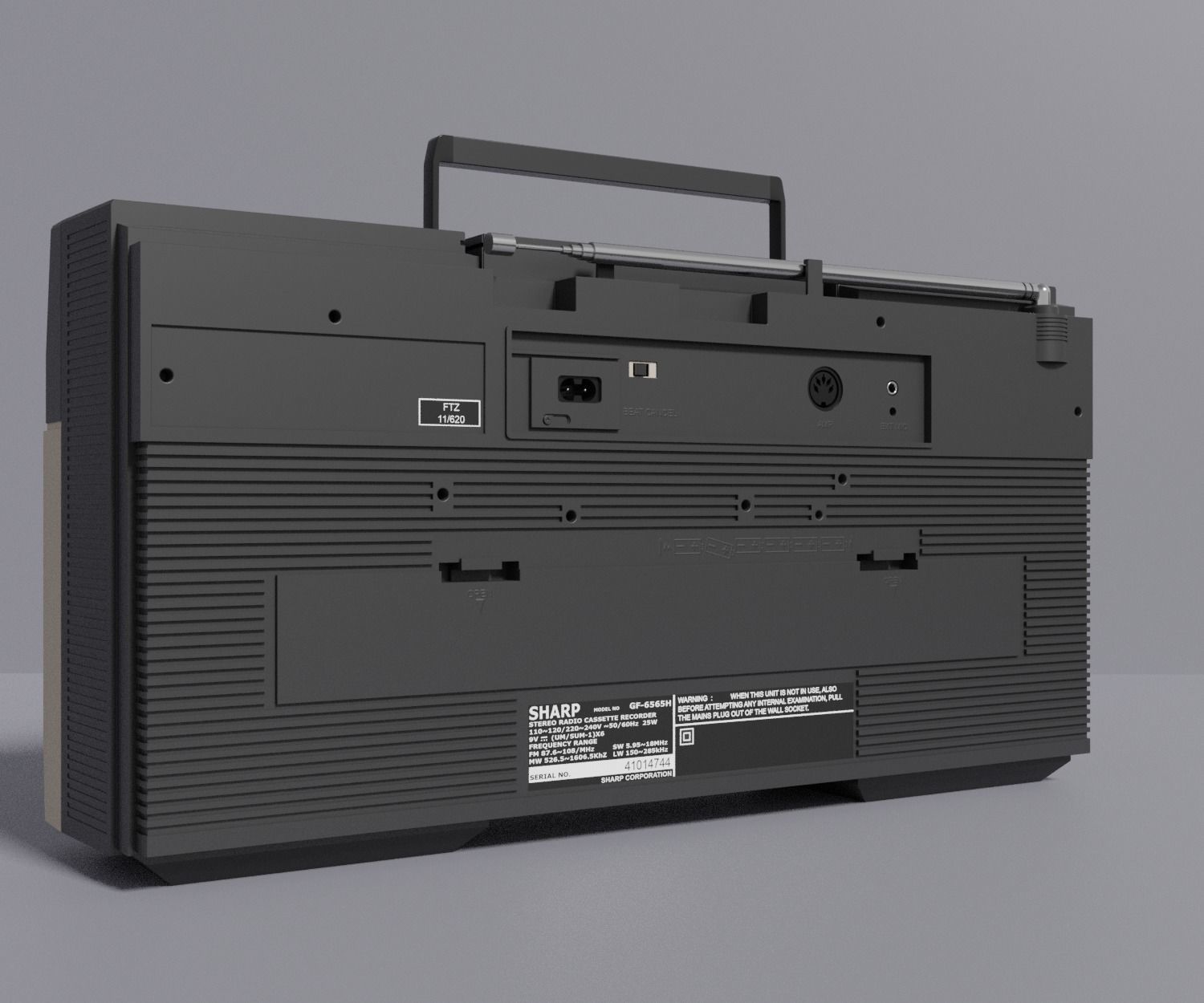Retro Boom Box Ghetto Blaster 3D model_6