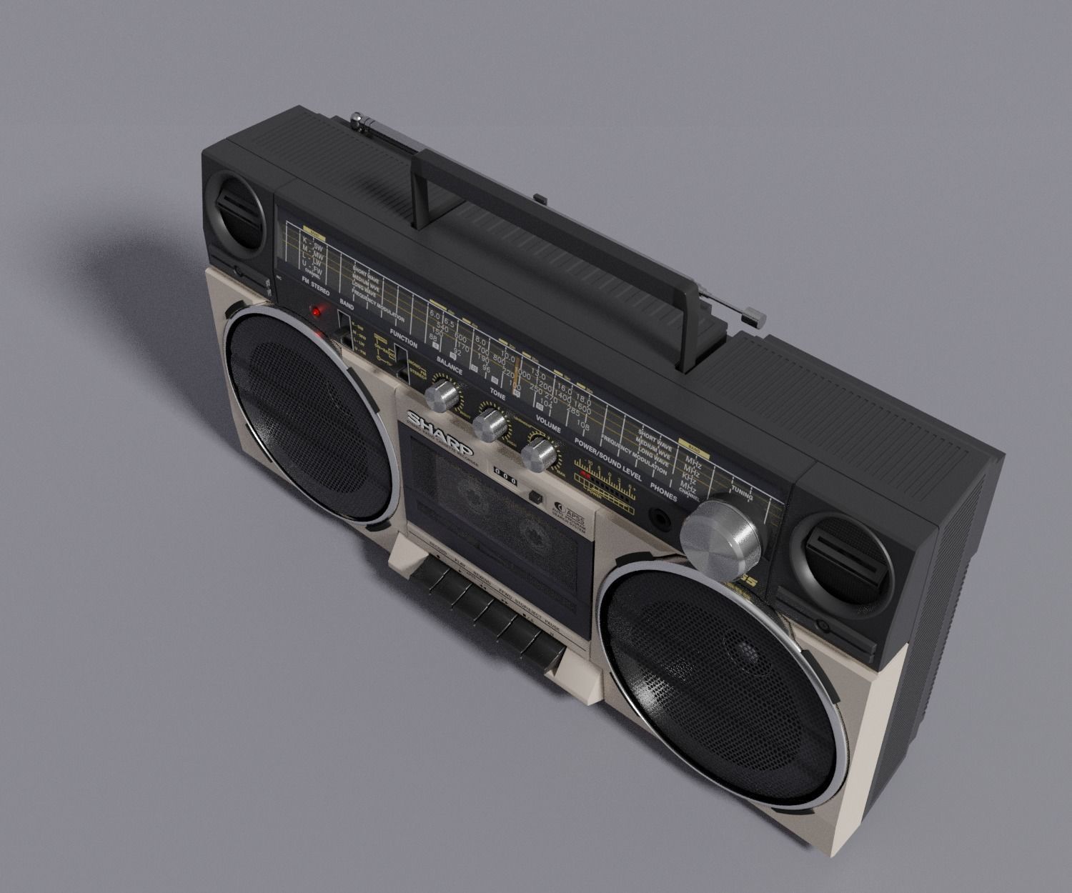 Retro Boom Box Ghetto Blaster 3D model_20