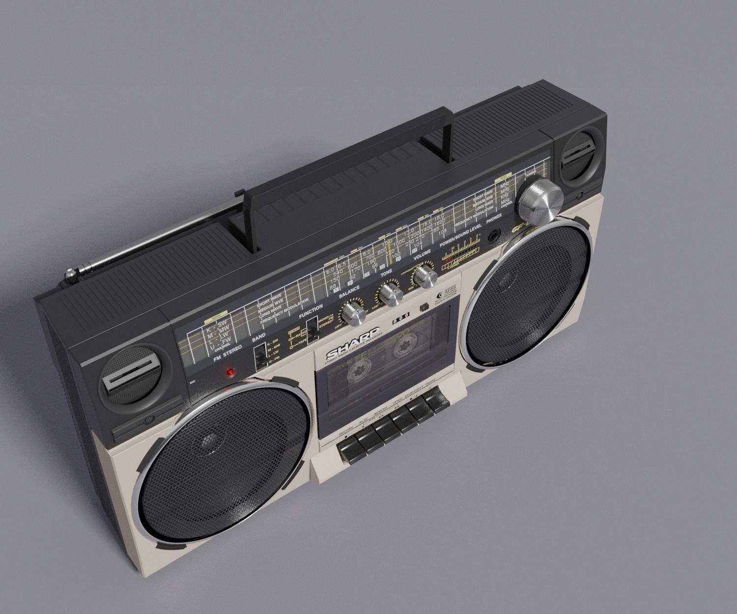 Retro Boom Box Ghetto Blaster 3D model_14