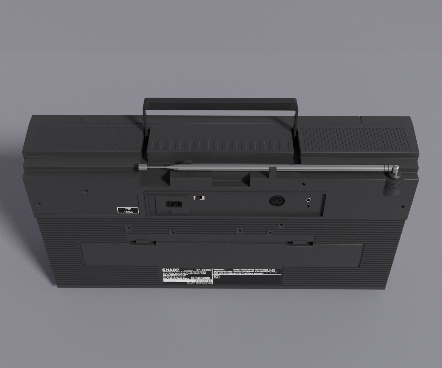 Retro Boom Box Ghetto Blaster 3D model_17