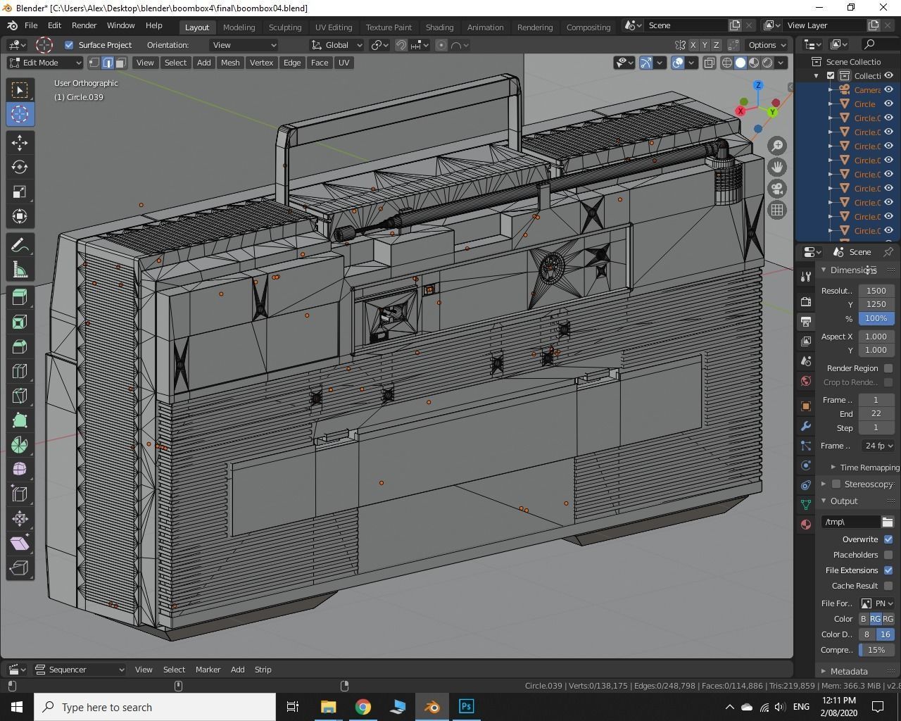 Retro Boom Box Ghetto Blaster 3D model_26
