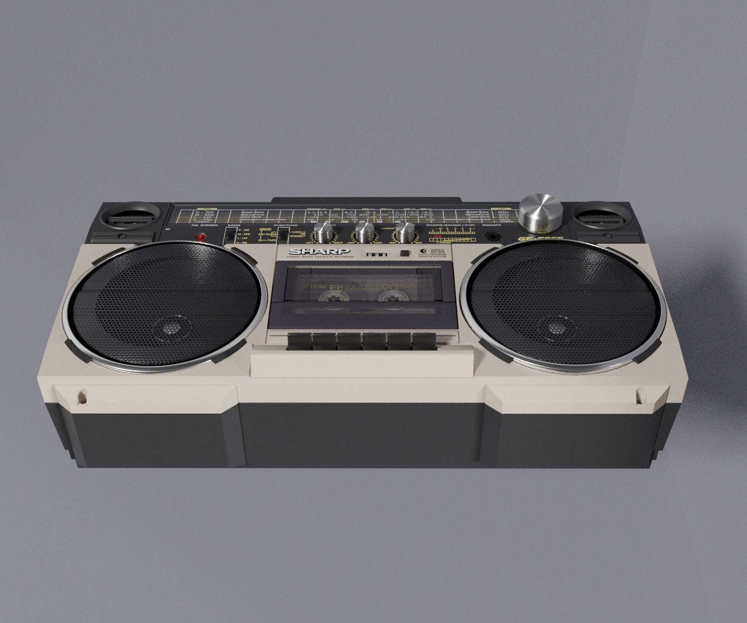 Retro Boom Box Ghetto Blaster 3D model_23
