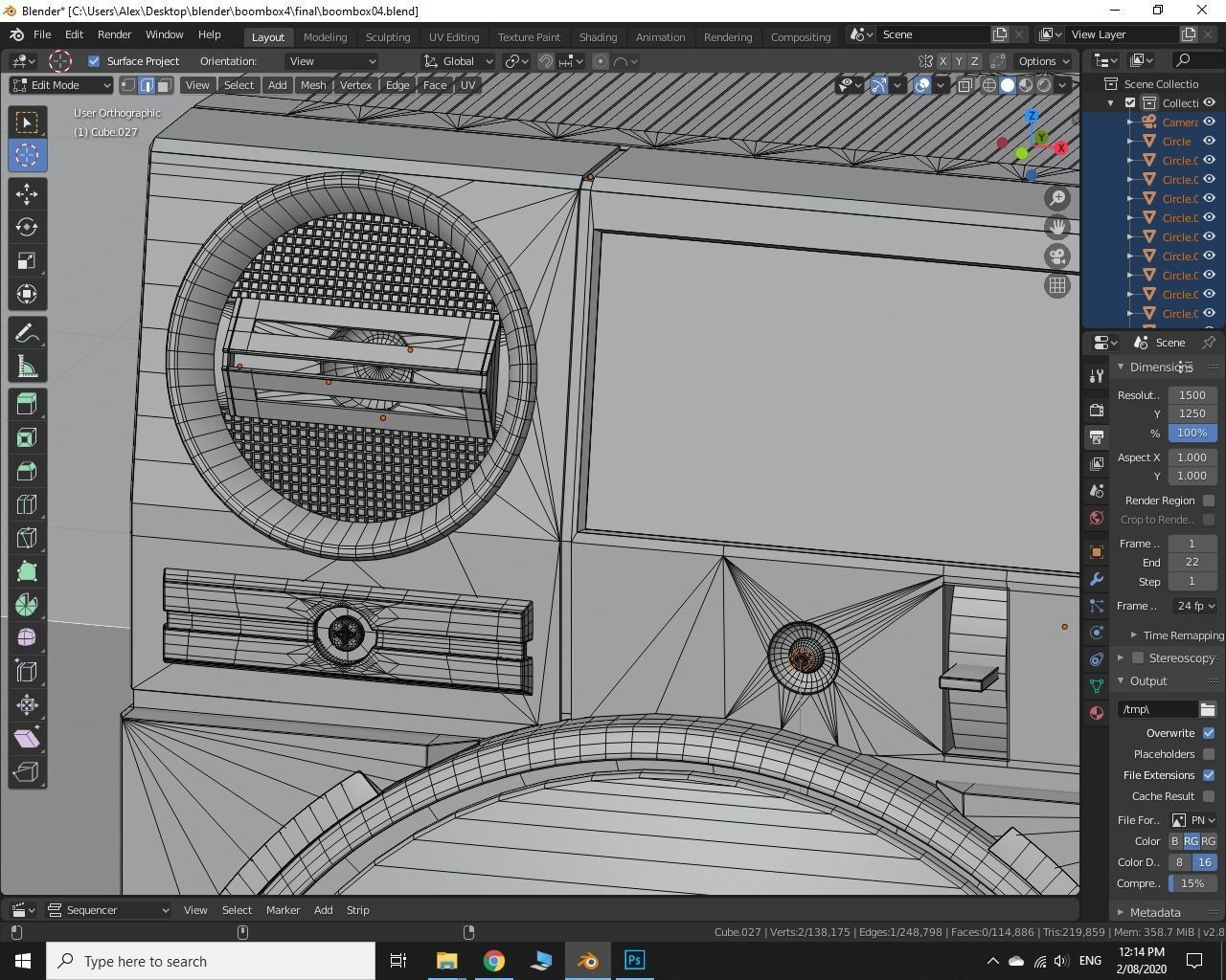 Retro Boom Box Ghetto Blaster 3D model_27