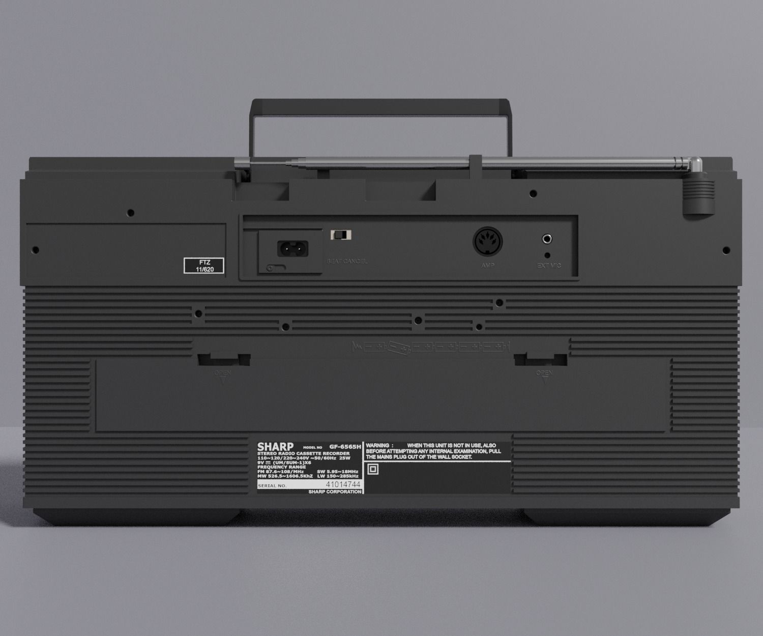 Retro Boom Box Ghetto Blaster 3D model_5