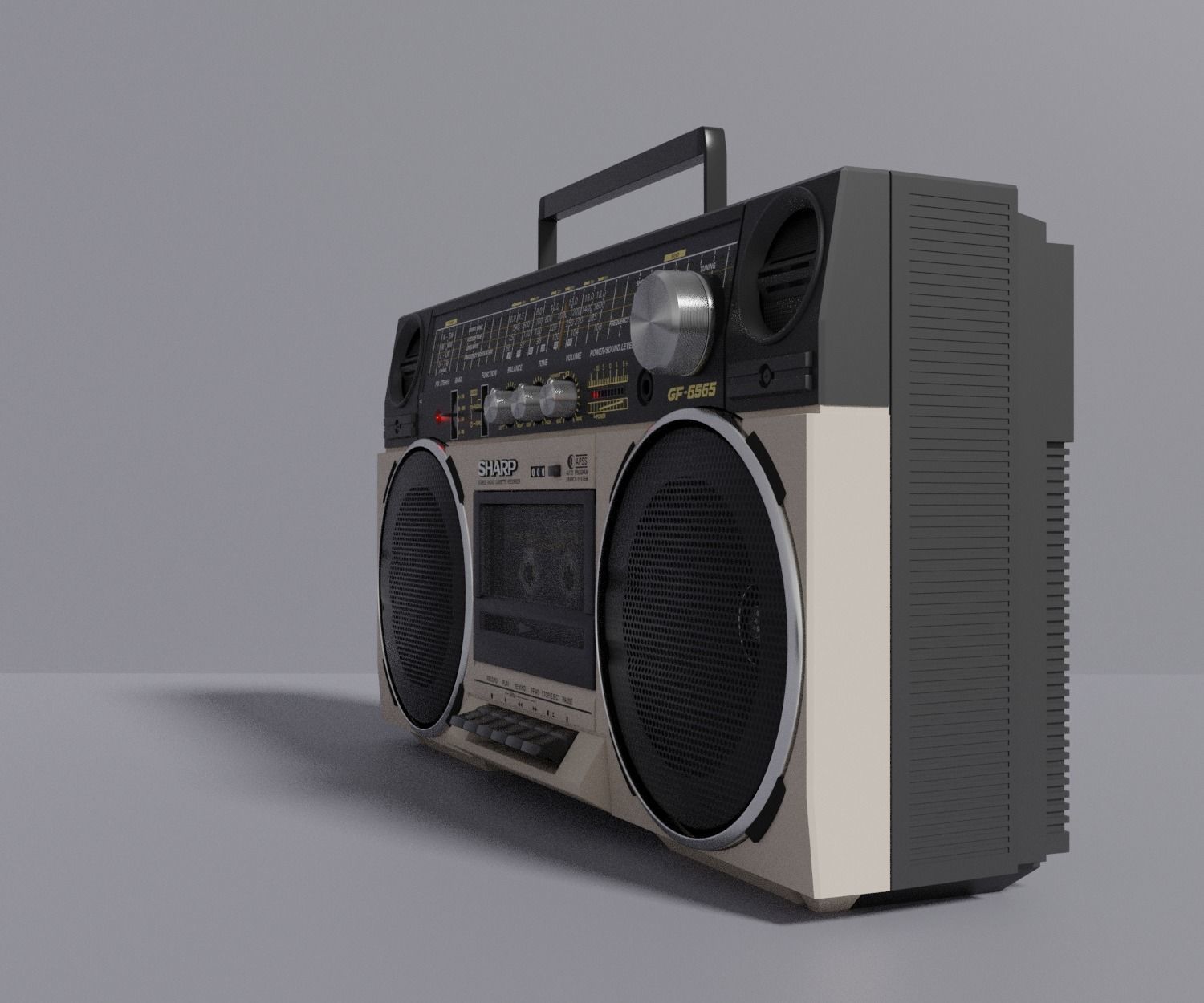 Retro Boom Box Ghetto Blaster 3D model_9