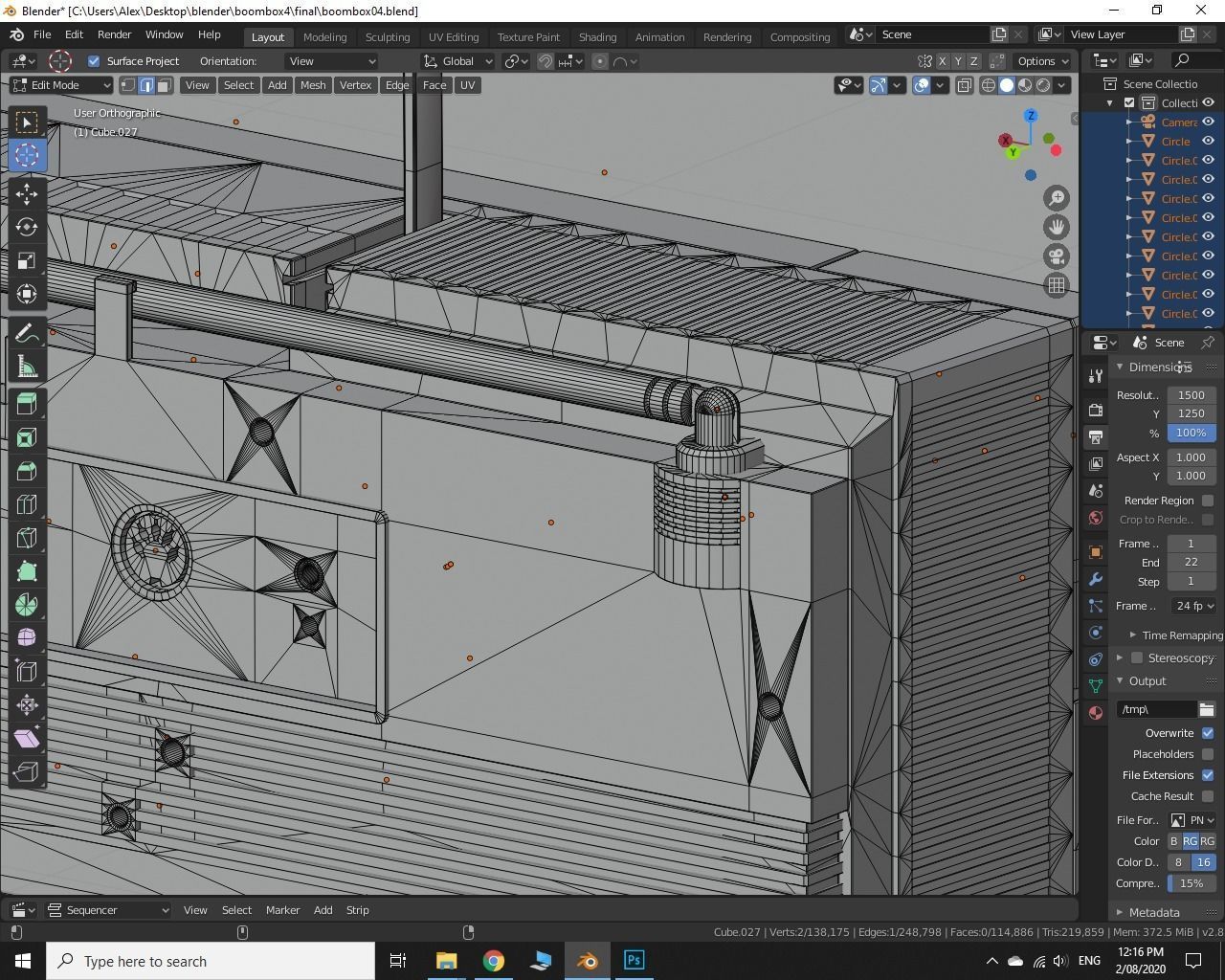 Retro Boom Box Ghetto Blaster 3D model_29