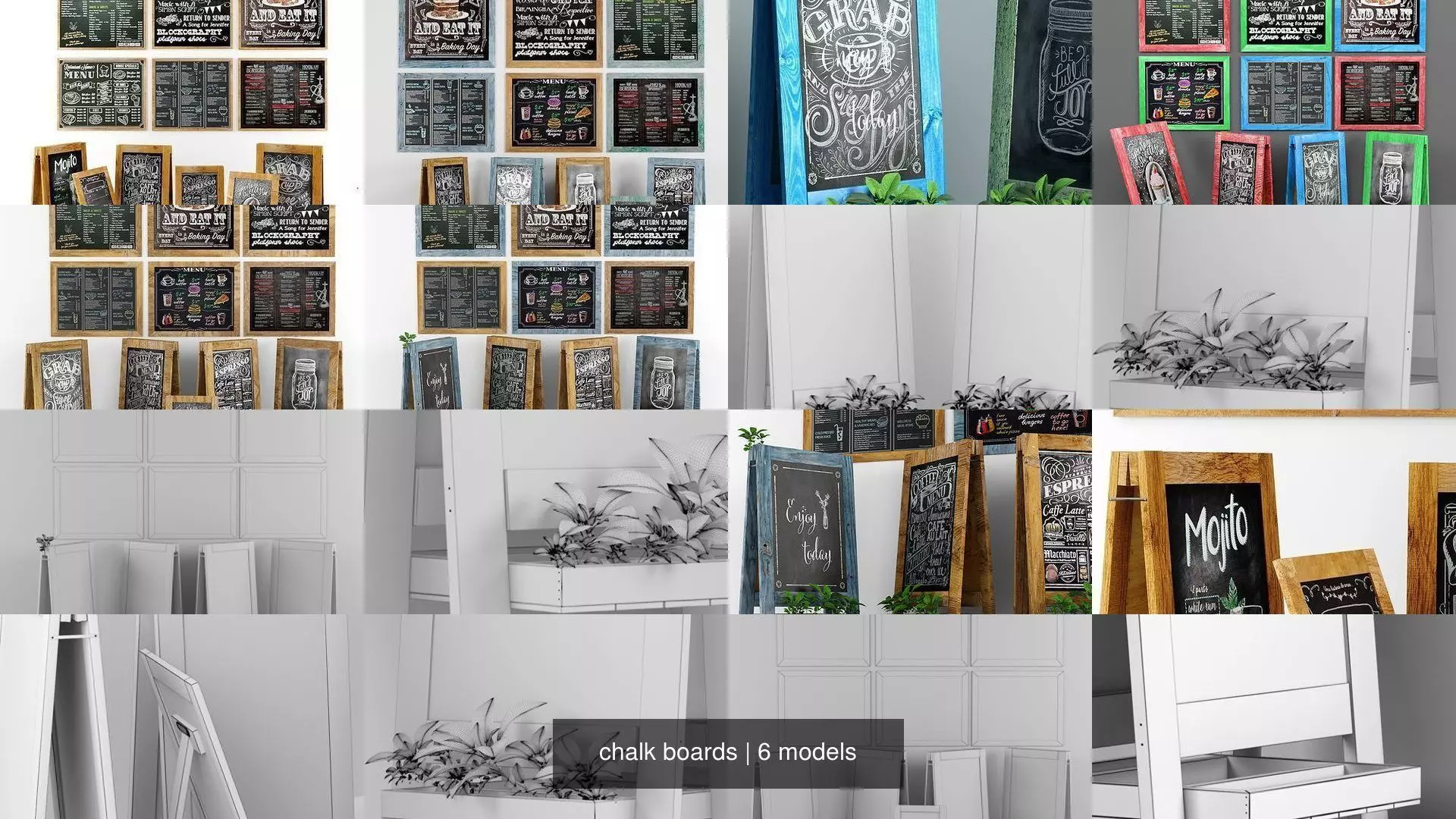 chalk boards 3D Model Collection_0