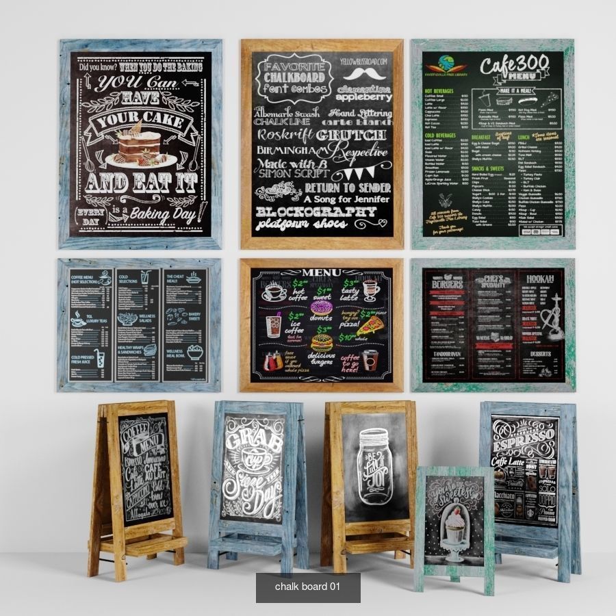 chalk boards 3D Model Collection_2
