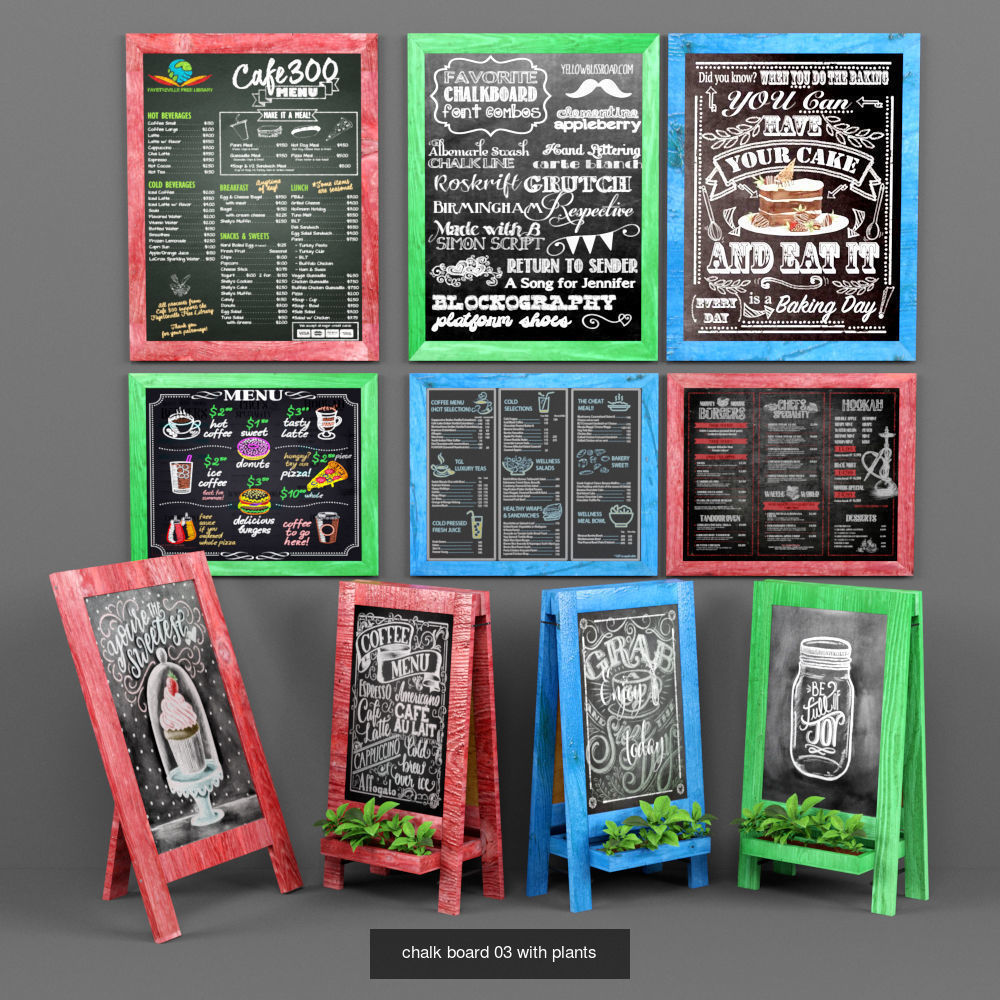 chalk boards 3D Model Collection_4