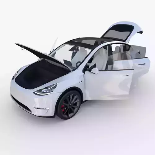 Tesla Model Y White with interior 3D model