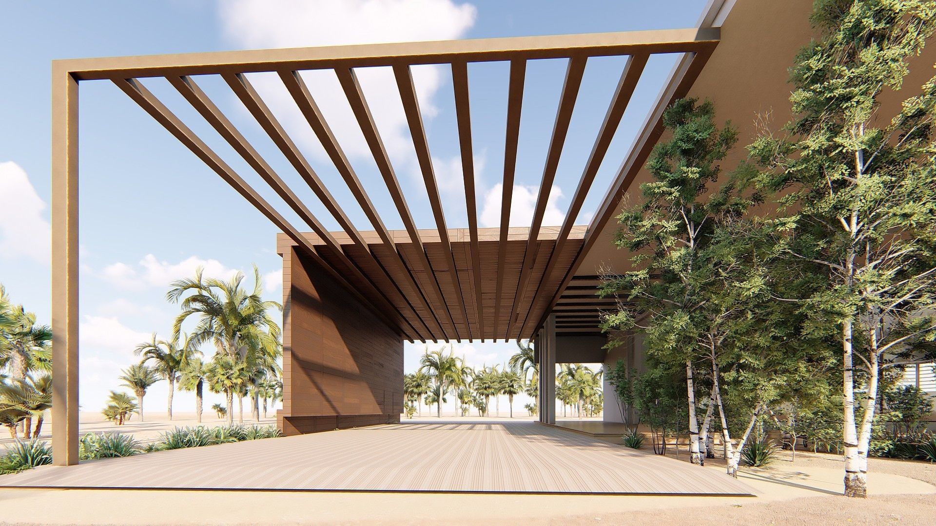 Cabin modern house in middle of desert Low-poly 3D model_9