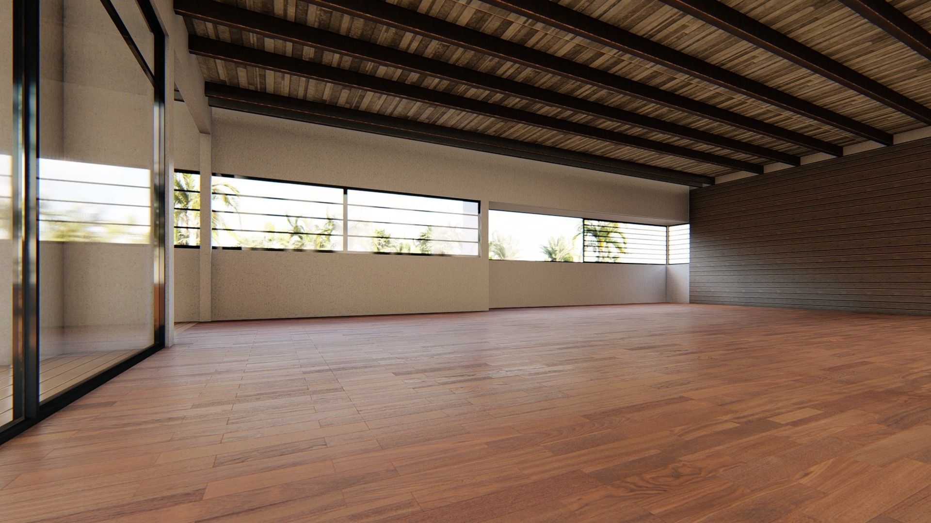 Cabin modern house in middle of desert Low-poly 3D model_7