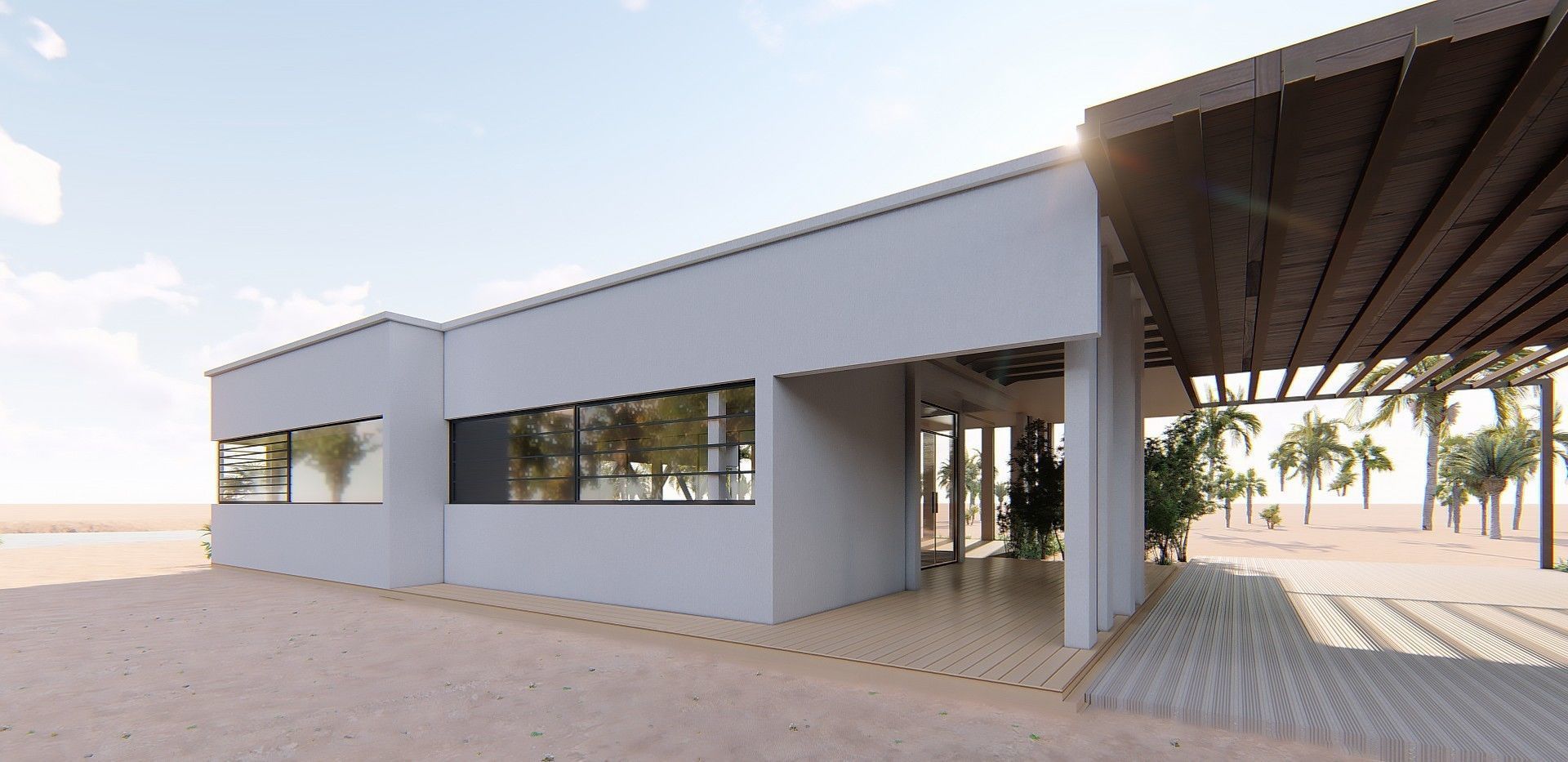 Cabin modern house in middle of desert Low-poly 3D model_10