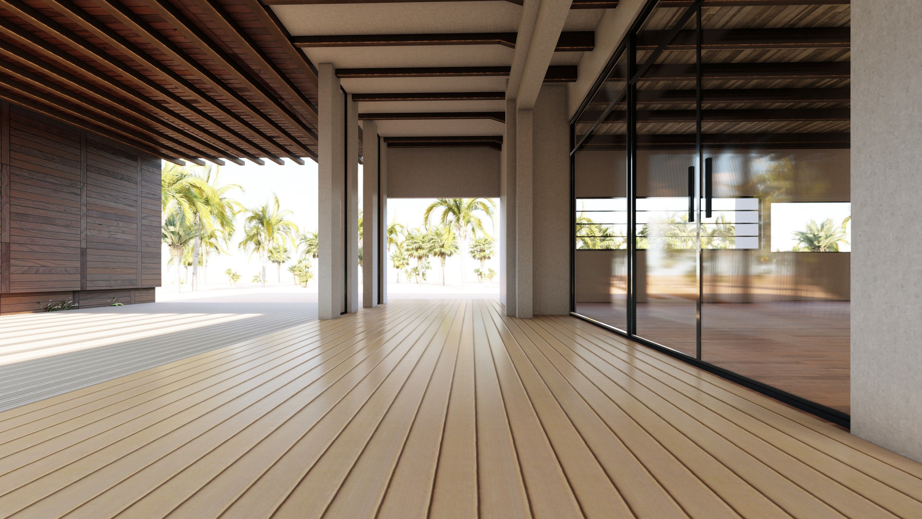 Cabin modern house in middle of desert Low-poly 3D model_8