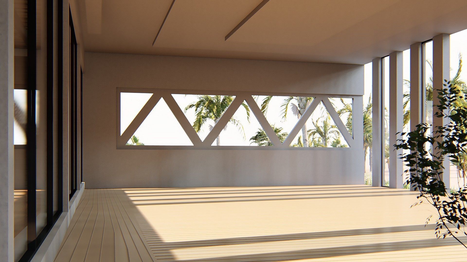 Cabin modern house in middle of desert Low-poly 3D model_11