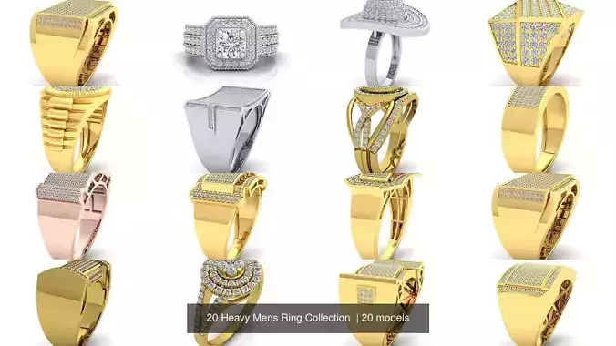 20 Heavy Mens Ring Collection  