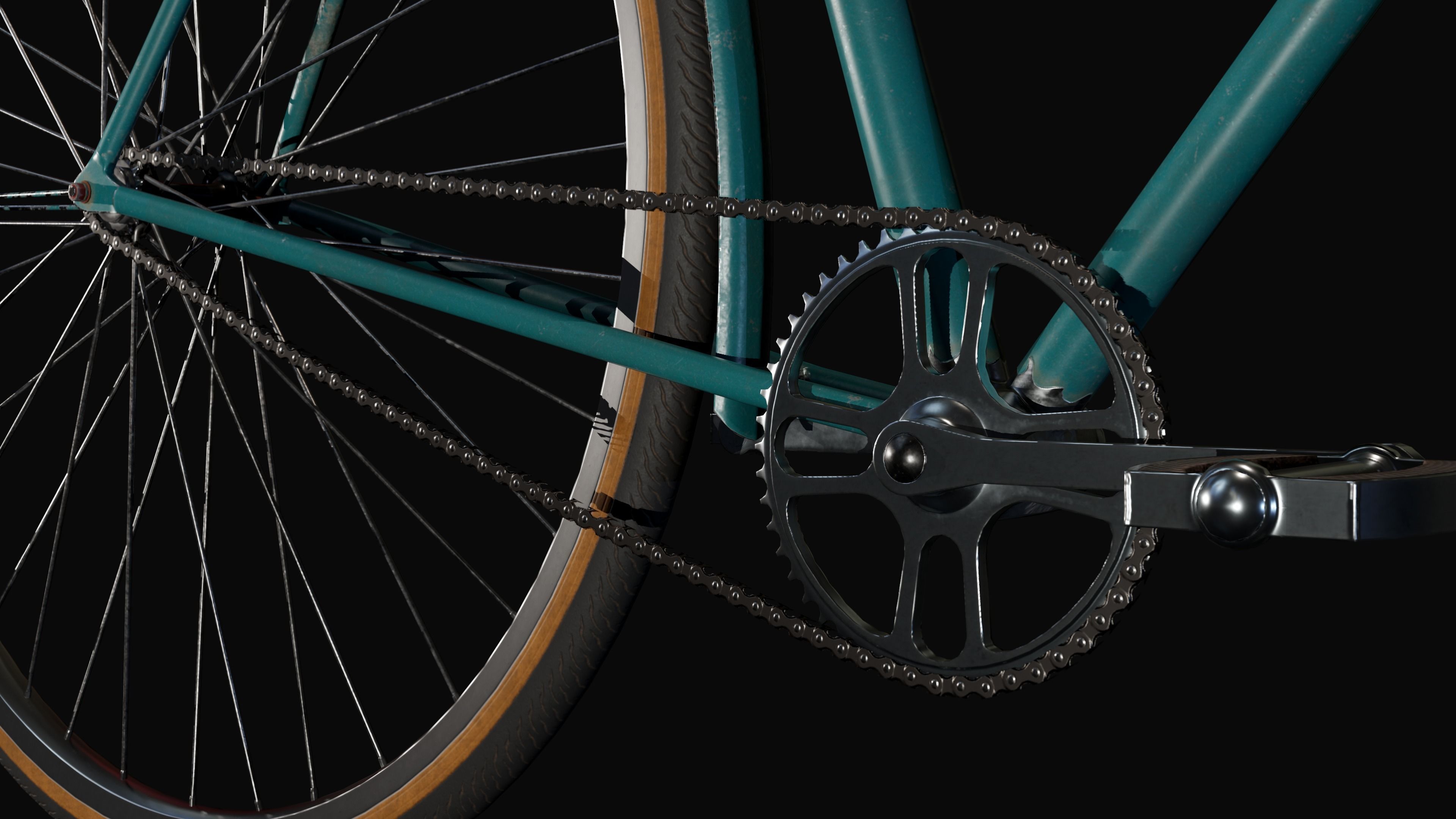 Bicycle Vintage - PBR Game Ready Low-poly 3D model_7