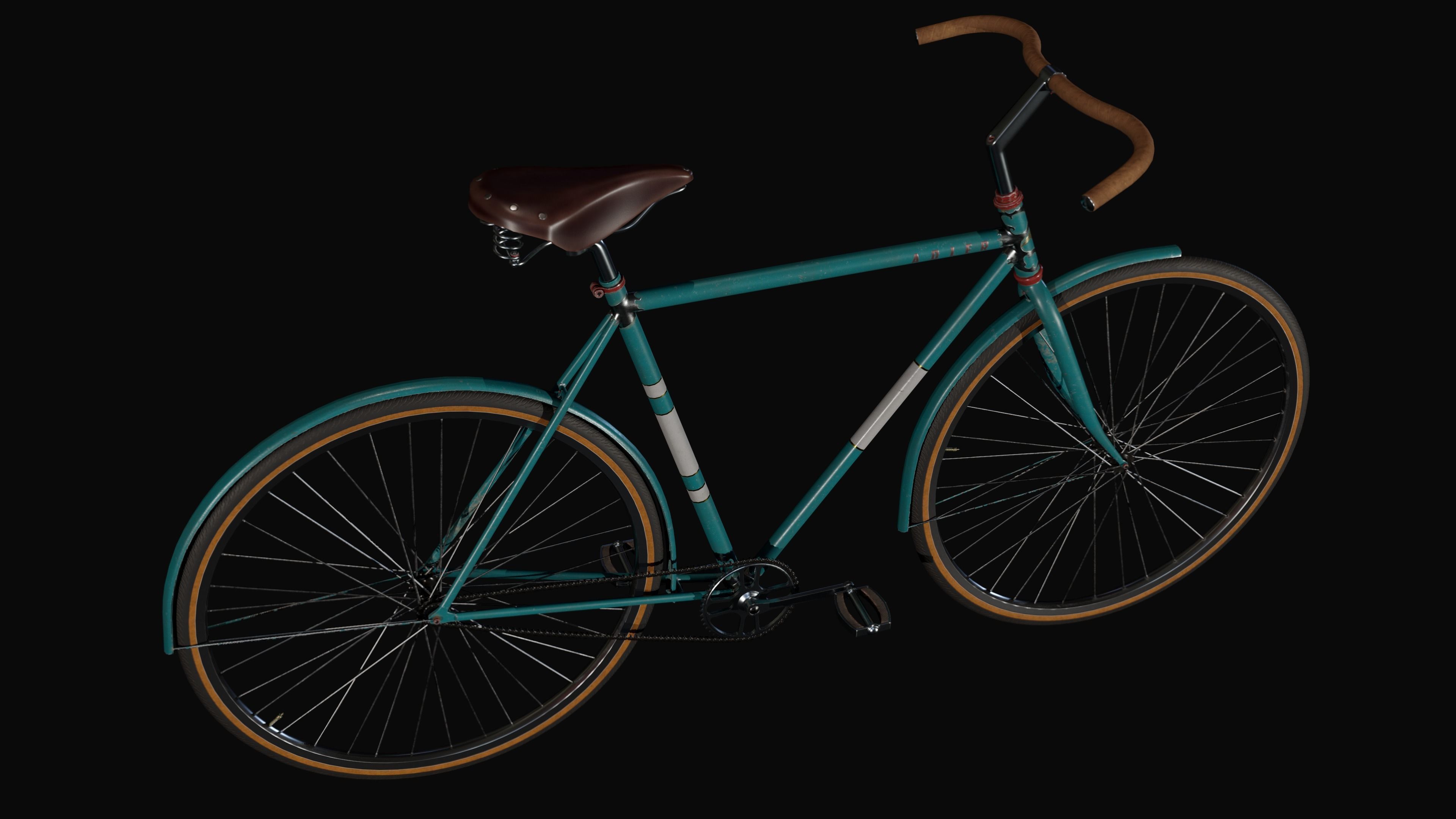 Bicycle Vintage - PBR Game Ready Low-poly 3D model_6