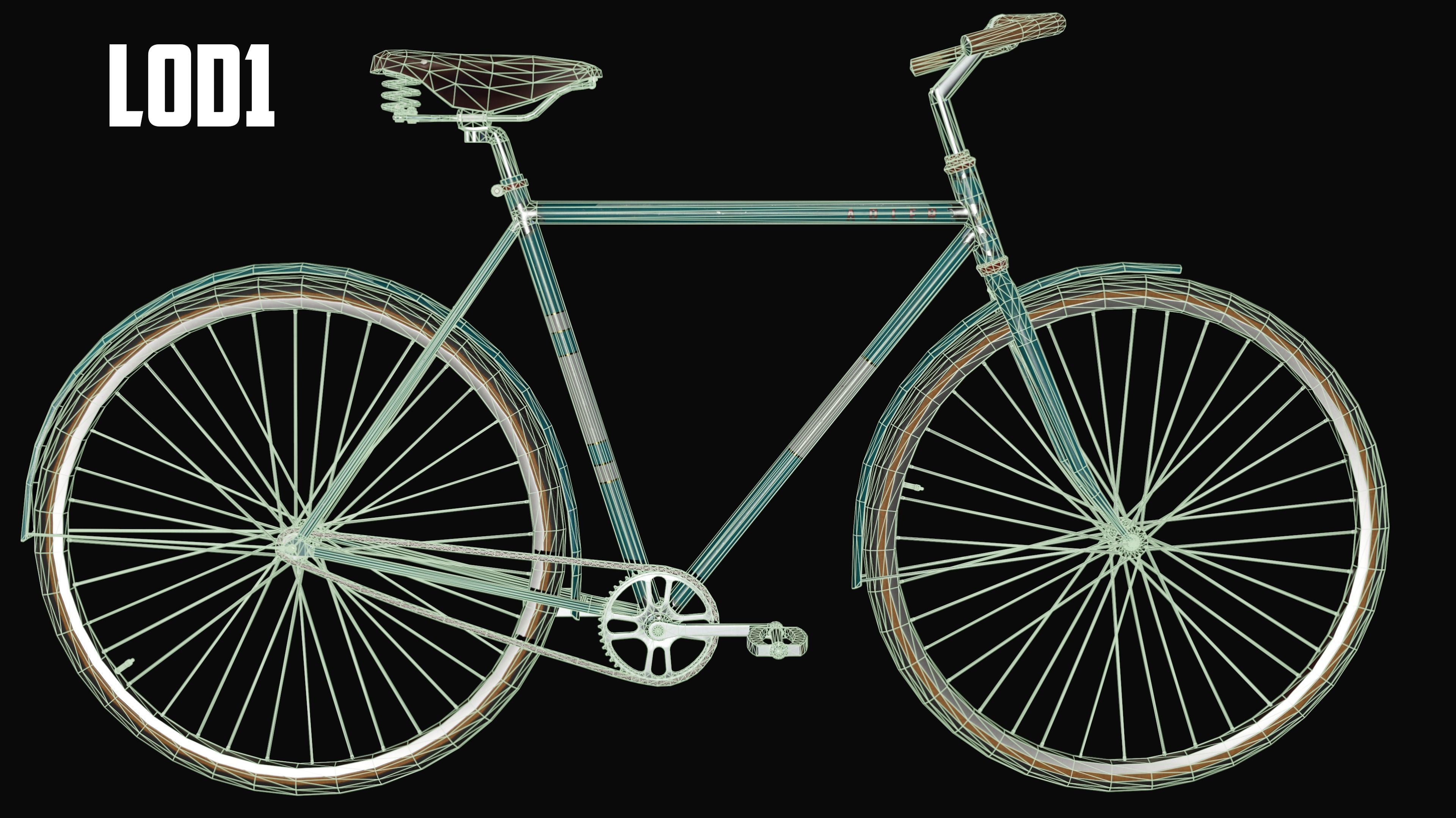 Bicycle Vintage - PBR Game Ready Low-poly 3D model_10