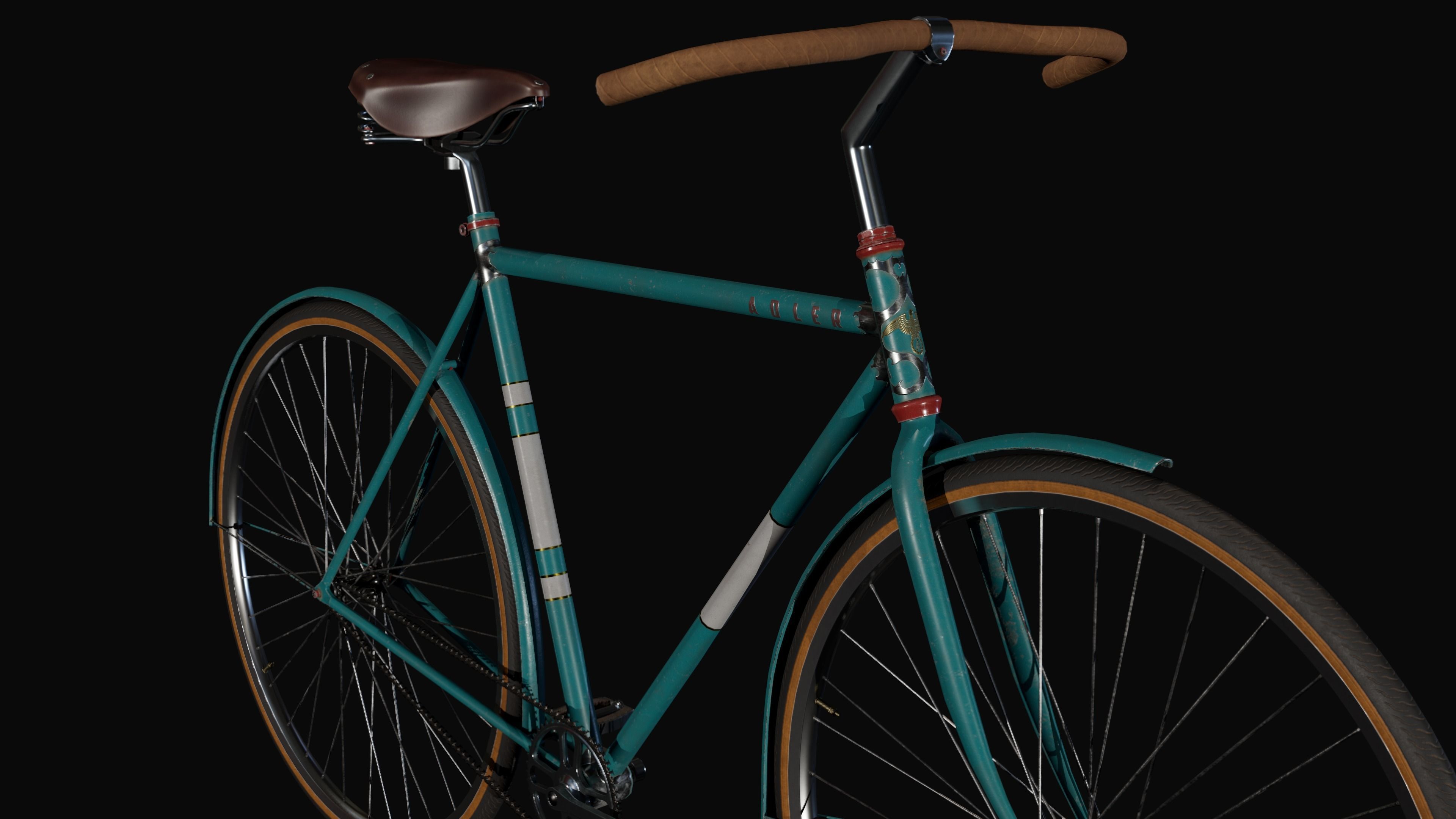 Bicycle Vintage - PBR Game Ready Low-poly 3D model_3