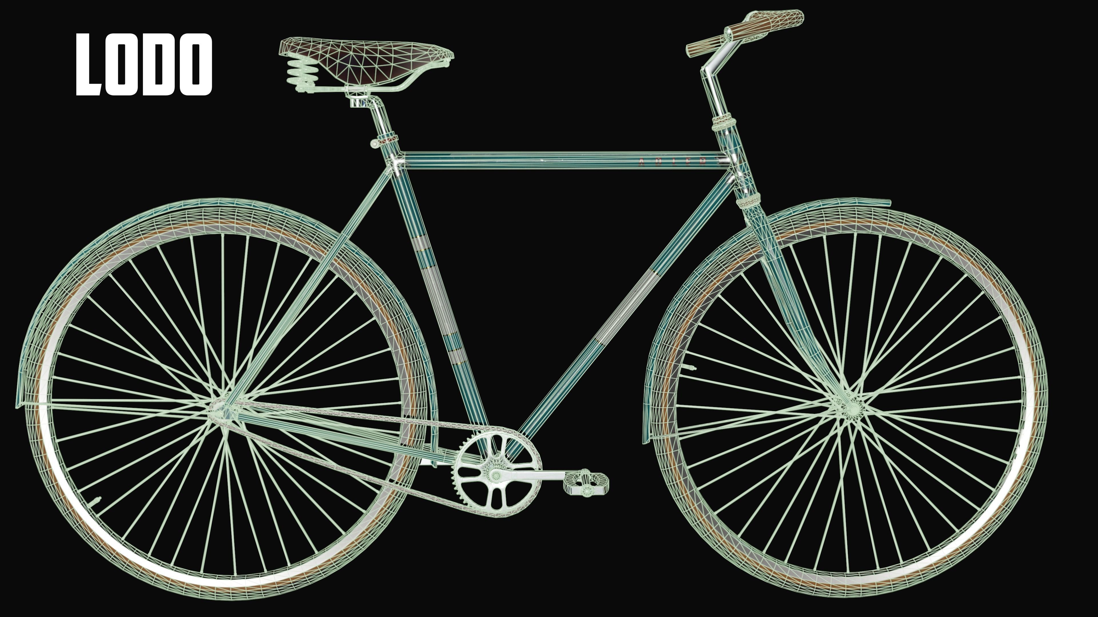 Bicycle Vintage - PBR Game Ready Low-poly 3D model_9