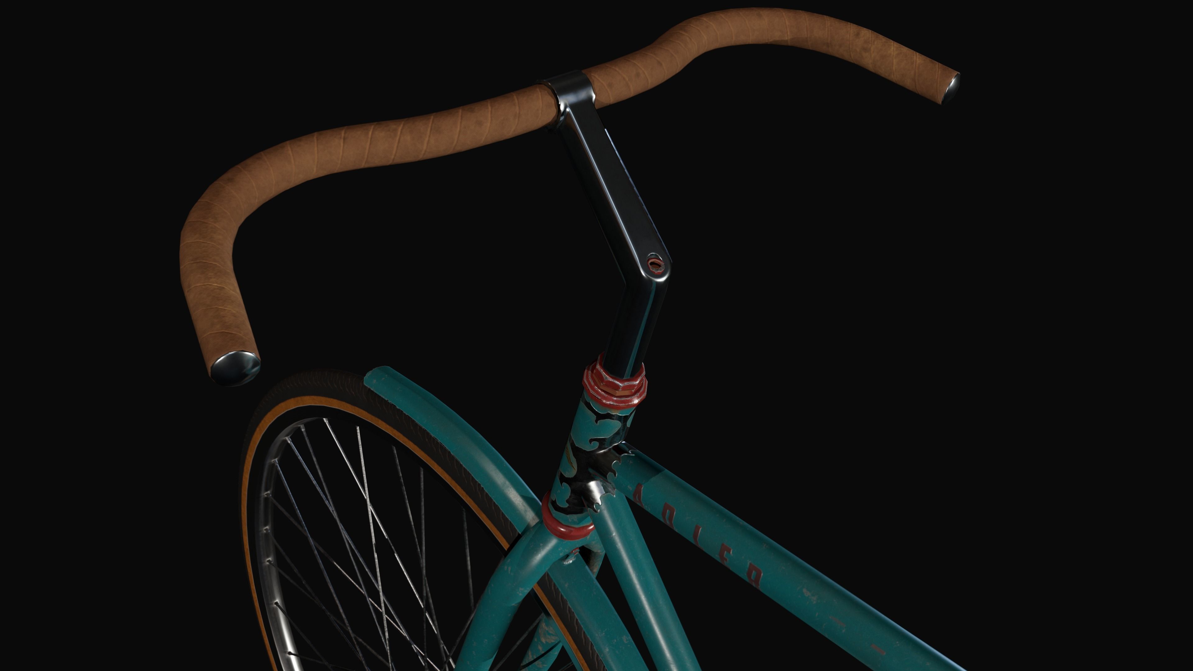 Bicycle Vintage - PBR Game Ready Low-poly 3D model_13