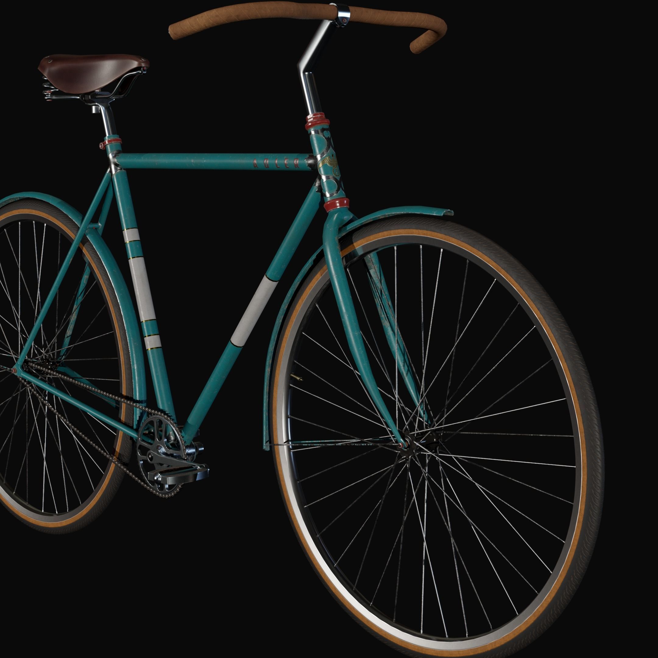 Bicycle Vintage - PBR Game Ready Low-poly 3D model_14